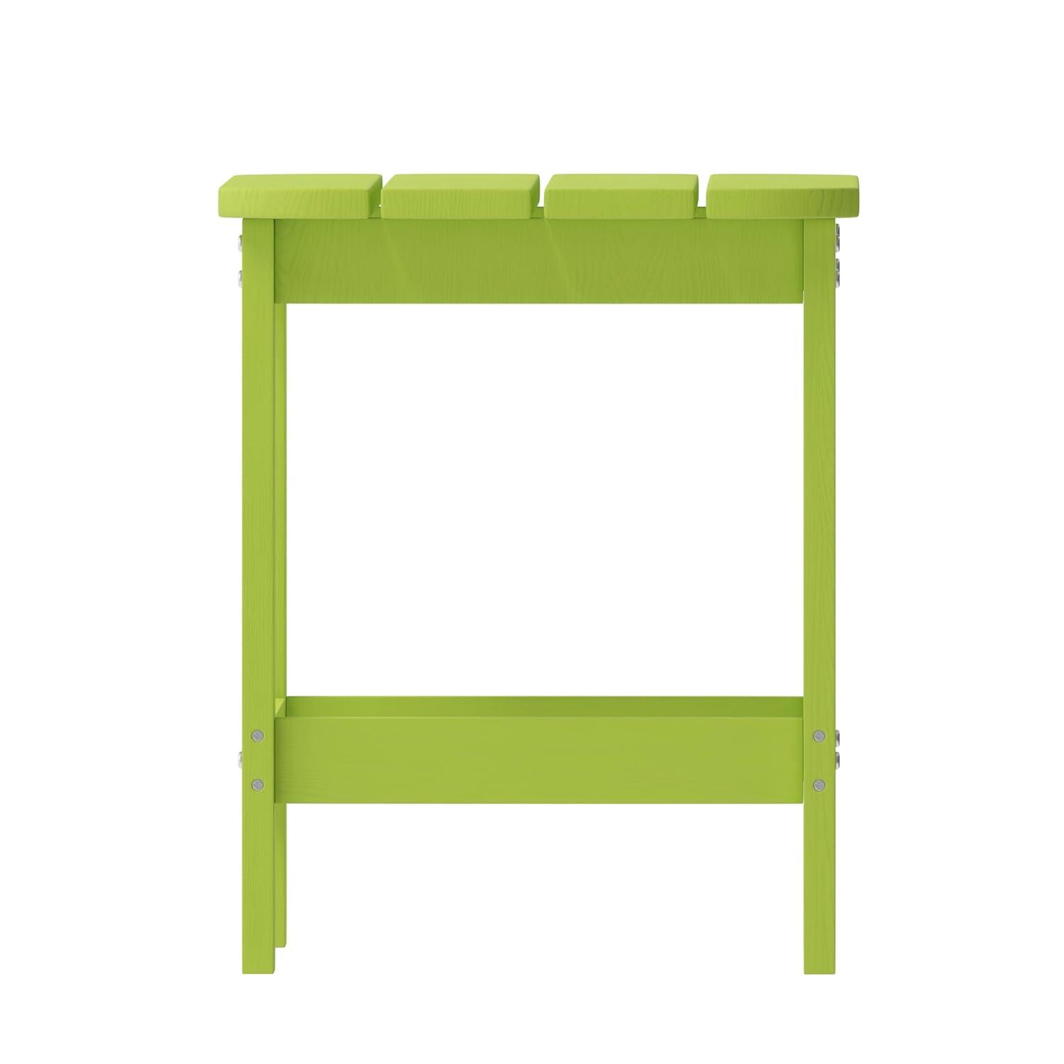 Flash Furniture Charlestown Tiered Commercial Poly Resin Adirondack Side Table - Lime Green - All-Weather - Indoor/Outdoor