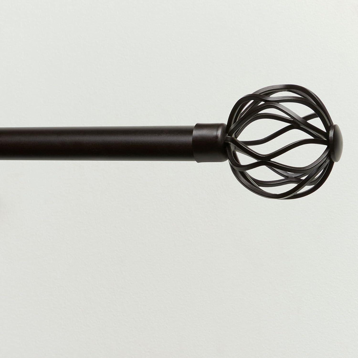 Matte Bronze Adjustable Curtain Rod with Wavy Finials