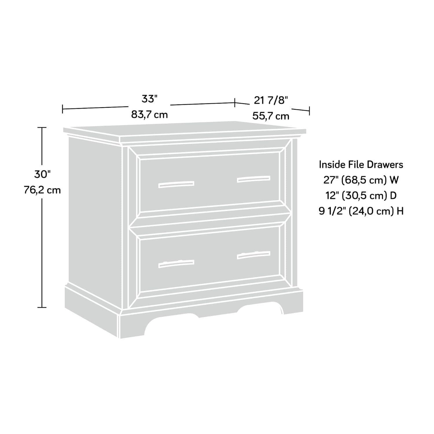 Sauder Carolina Grove 2 Drawer Lateral File Cabinet Winter Oak: Traditional Style, MDF, Metal Hardware, Laminate Surface