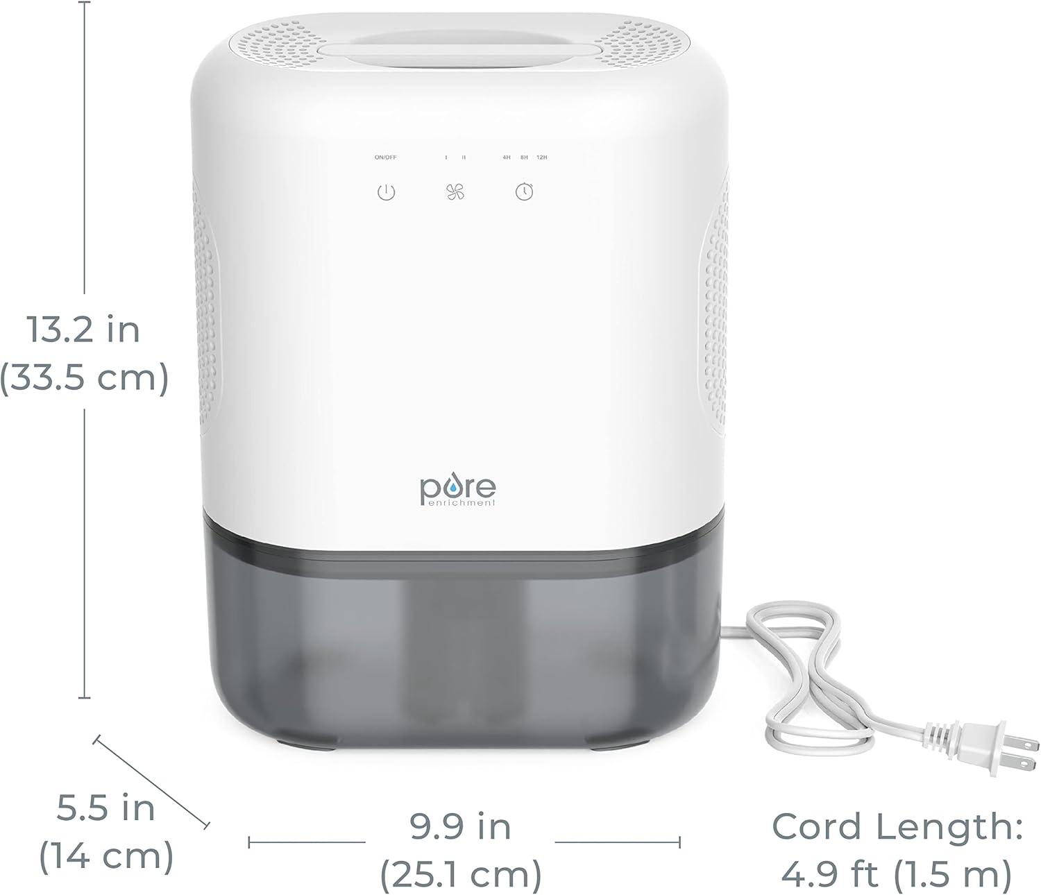 Pure Enrichment Pure Dry Elite Dehumidifier White: Small Room & Bathroom, 20 Oz/Day, Auto Shut-Off, 100-300 Sq. Ft.