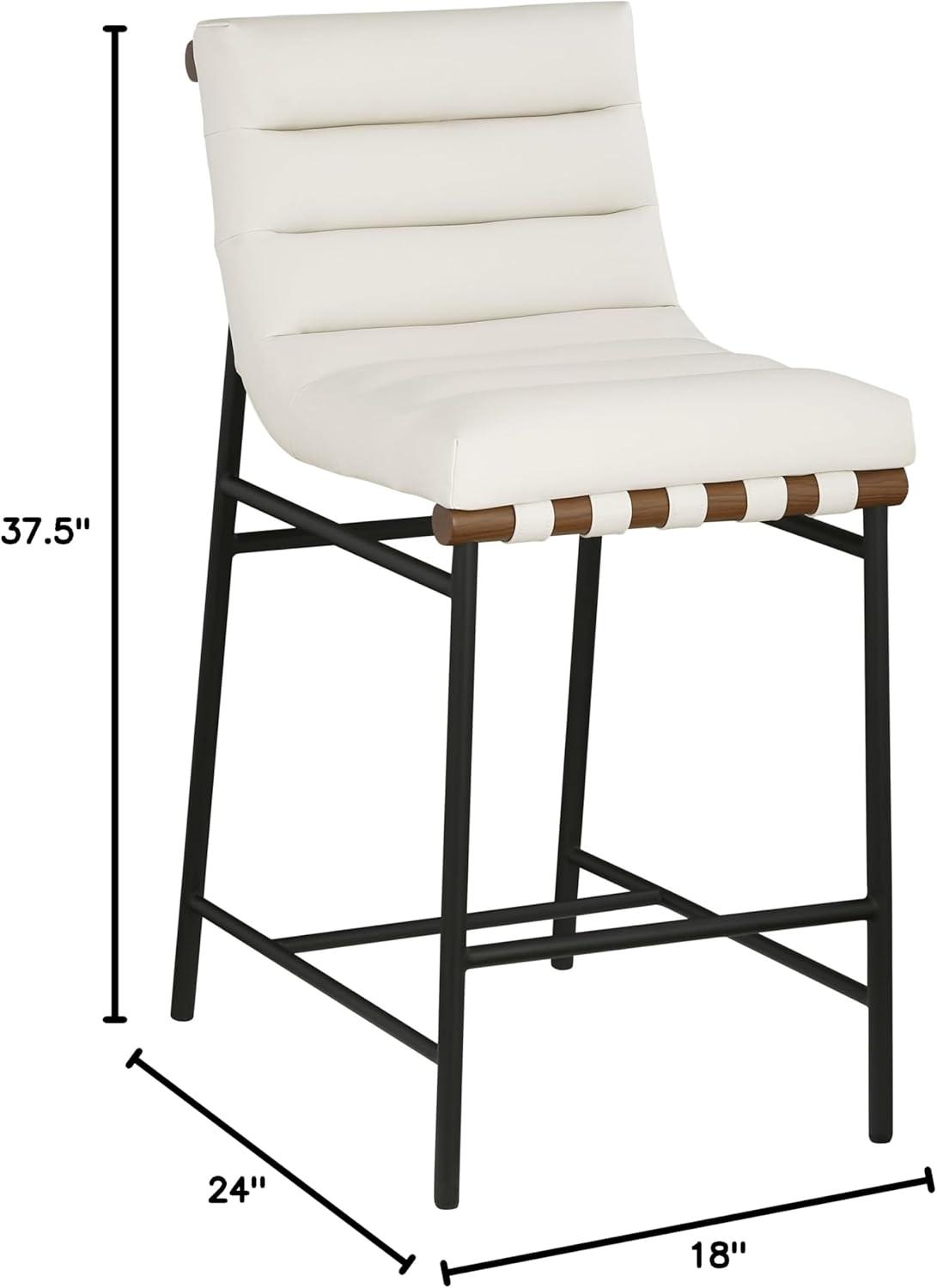 Meridian Furniture Burke Cream Faux Leather Counter Stool