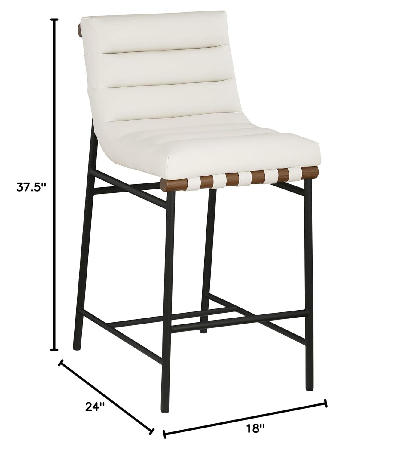 Meridian Furniture,Burke Cream Vegan Leather Counter Stool