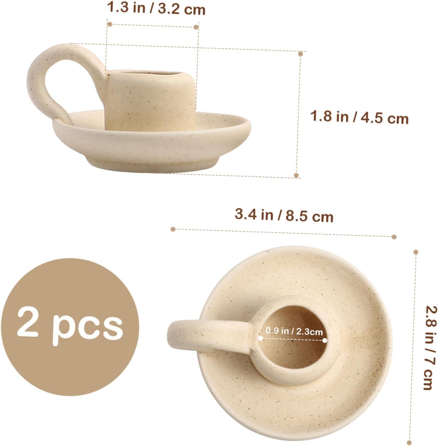 2Pcs Ceramic Candlestick Nordic Style Candleholder Desktop Candle Stand