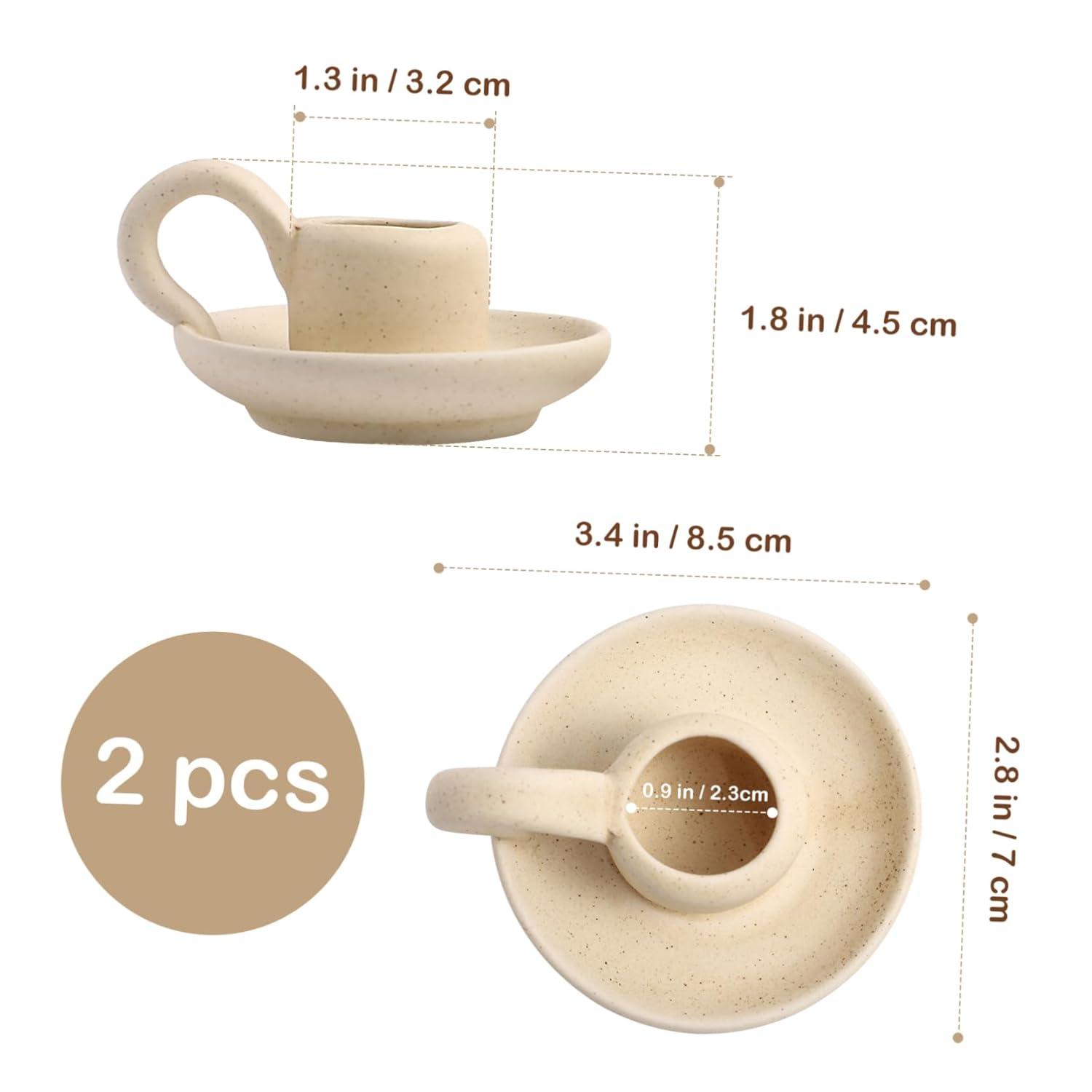 2Pcs Ceramic Candlestick Nordic Style Candleholder Desktop Candle Stand