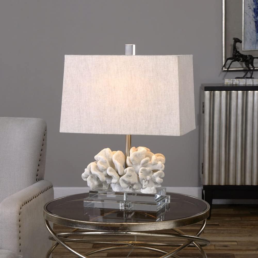 Uttermost Coral Resin and Iron Sculpture Table Lamp in Ivory and Beige