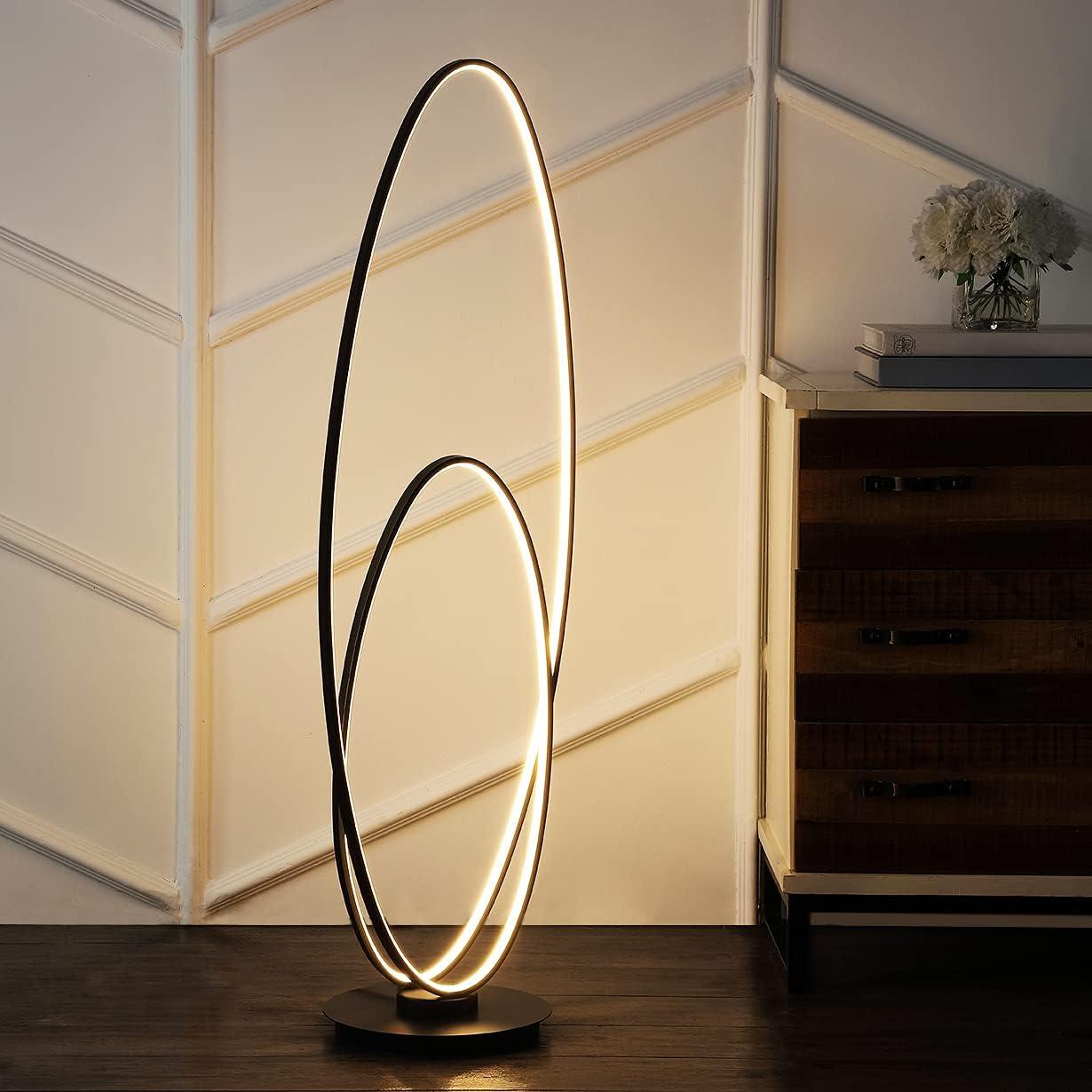 JONATHAN Y JYL9540A Looper 47" Metal Modern Contemporary Oval Dimmable Integrated LED Floor Lamp for living room, dinning room, bedroom, office, Black