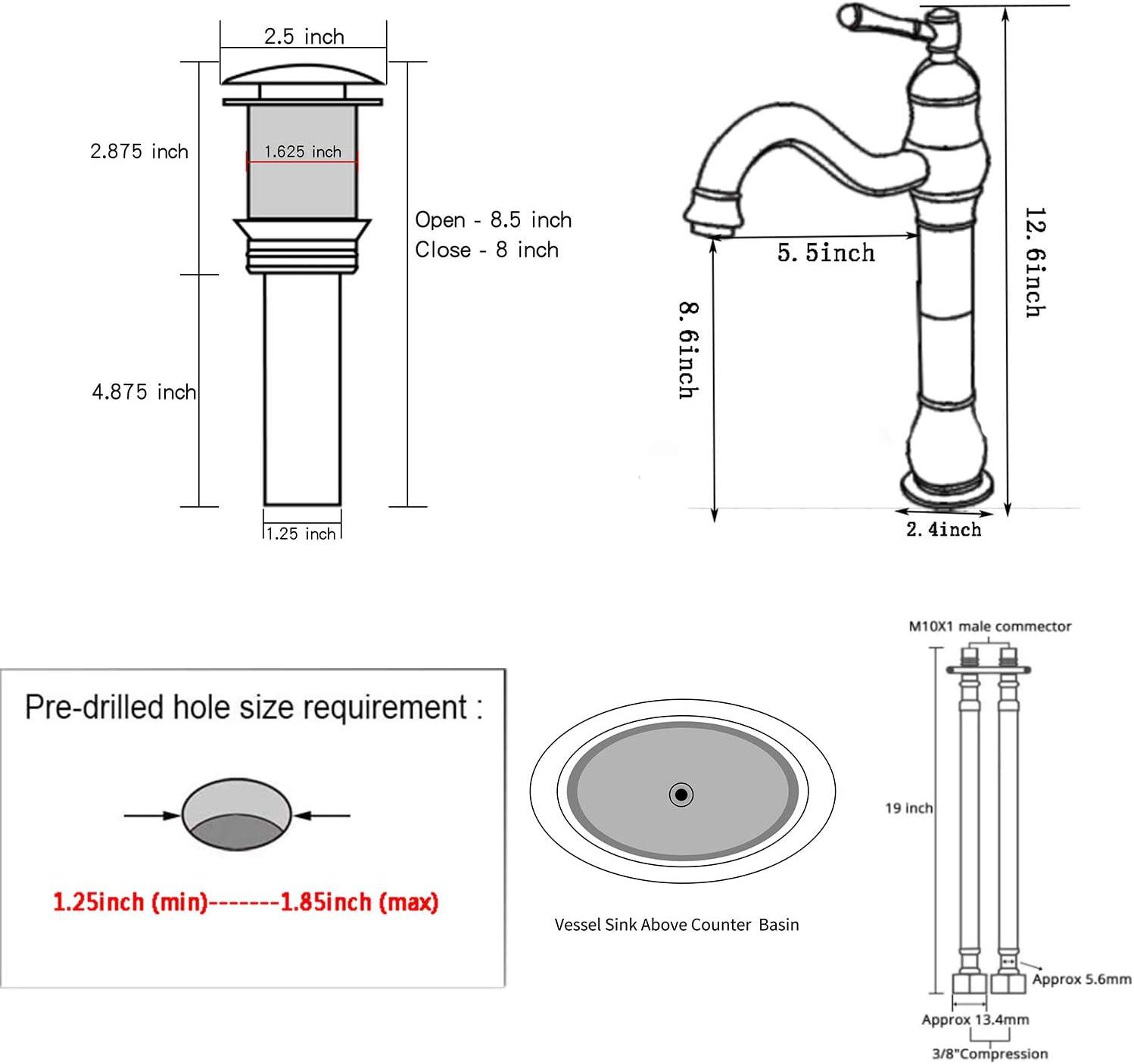 Oil Rubbed Bronze Single Handle Vessel Sink Faucet with Pop-Up Drain