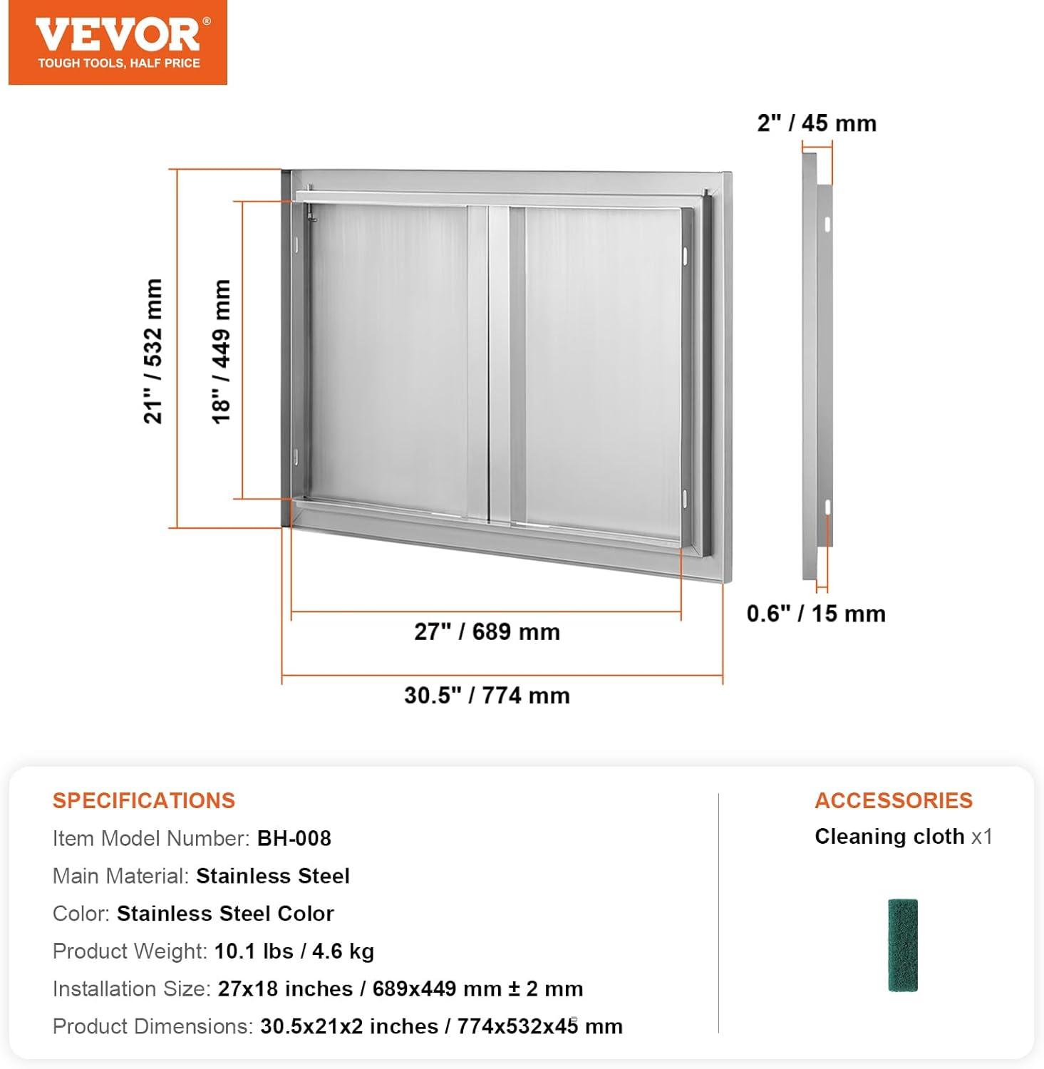 VEVOR 30'' Stainless Steel Outdoor Kitchen Access Door