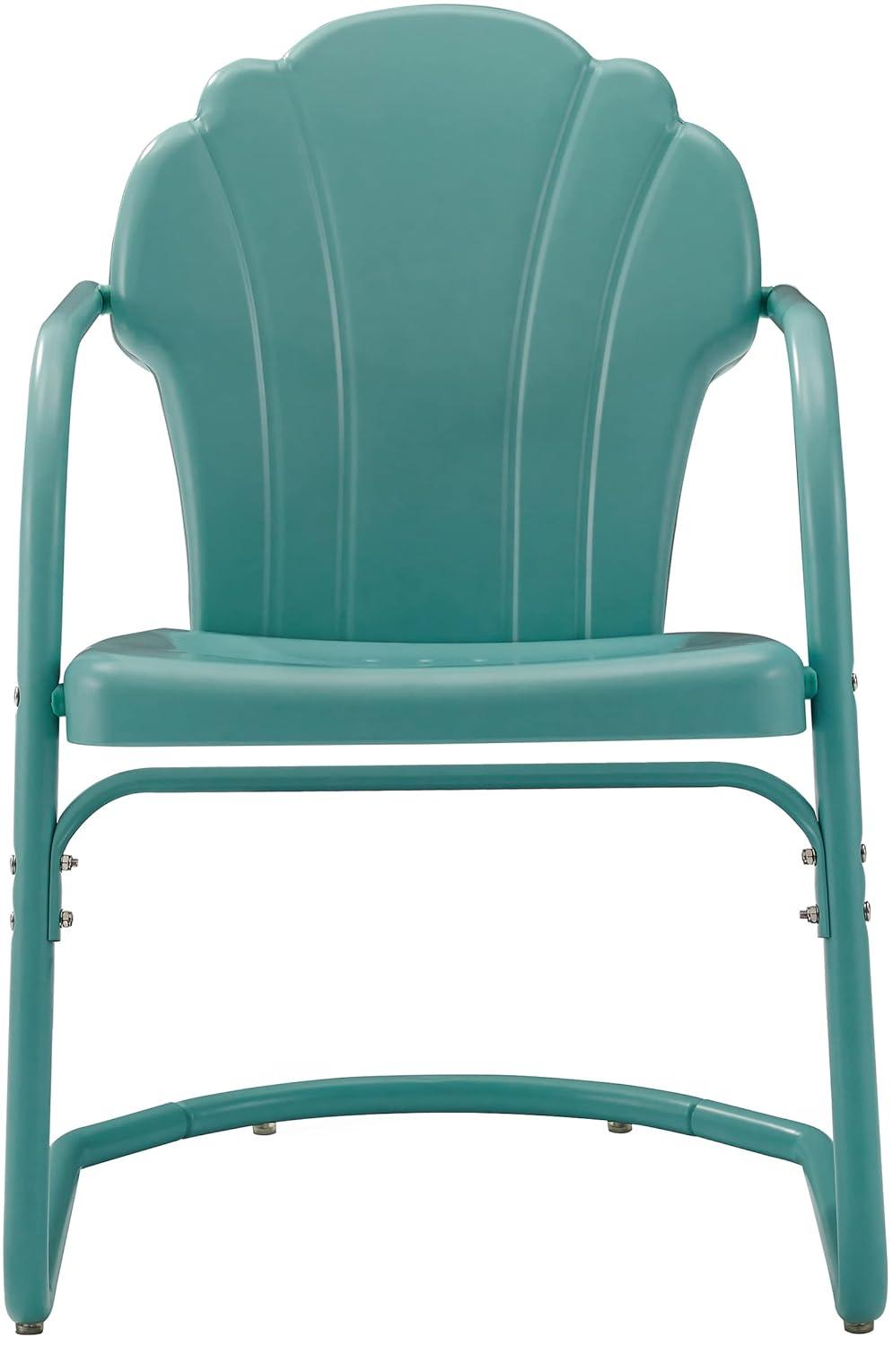 2pc Tulip Retro Metal Chair - Blue - Crosley: Steel Construction, Weather-Resistant, Vintage Design