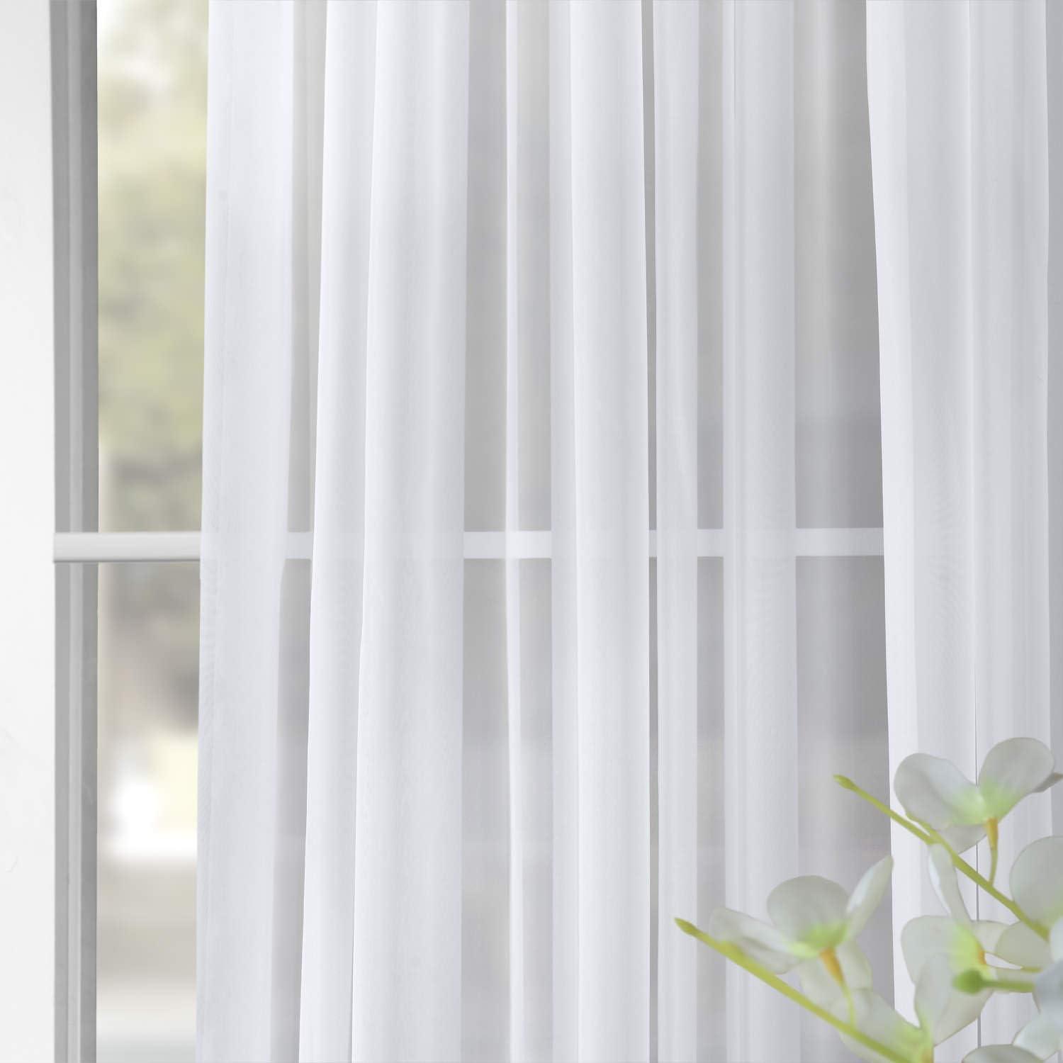 Solid White Extra Wide Voile Sheer Curtain Panel, 100 x 96 Inch