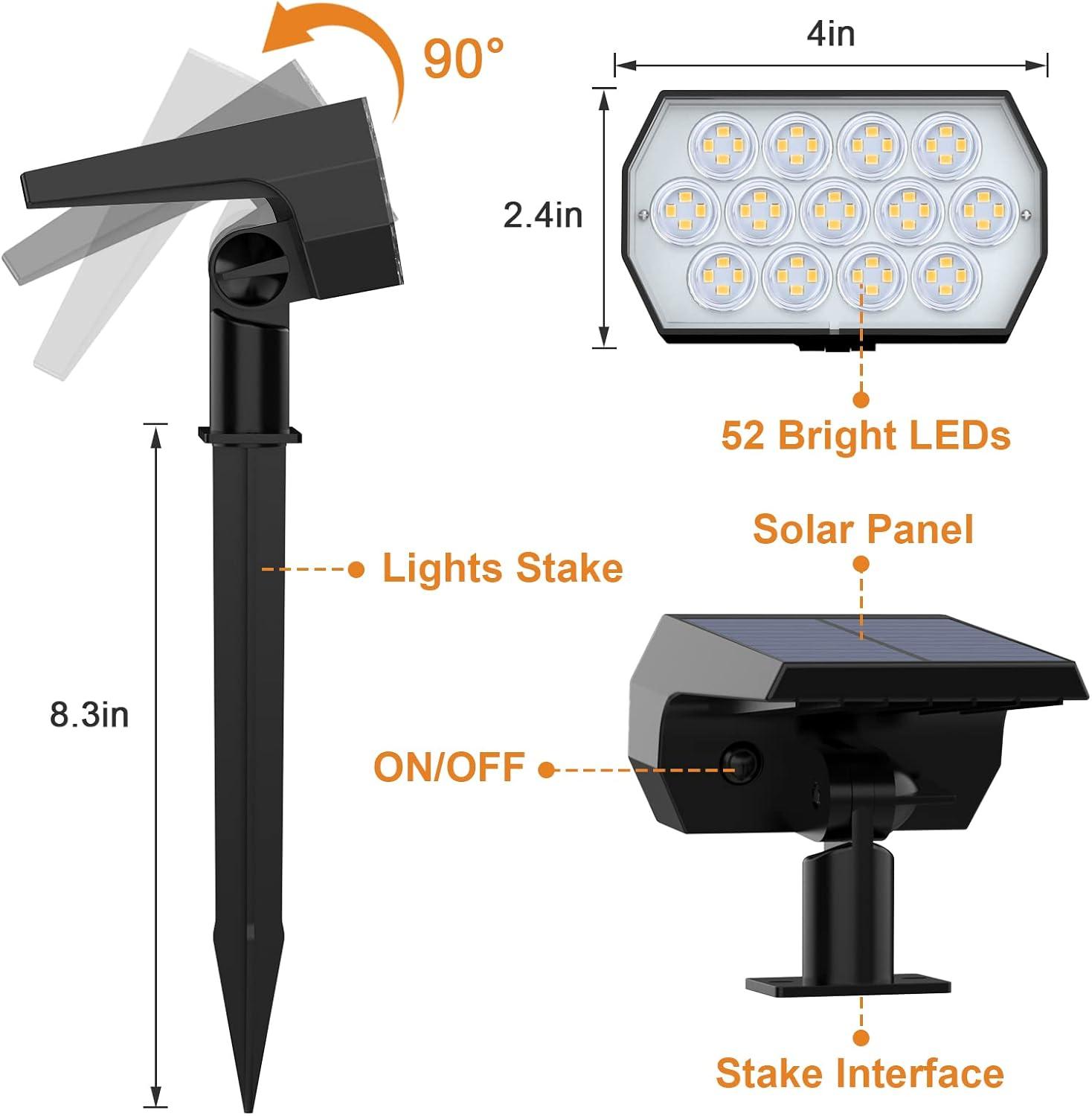 WELALO 10-Pack Warm White Solar LED Security Spotlights