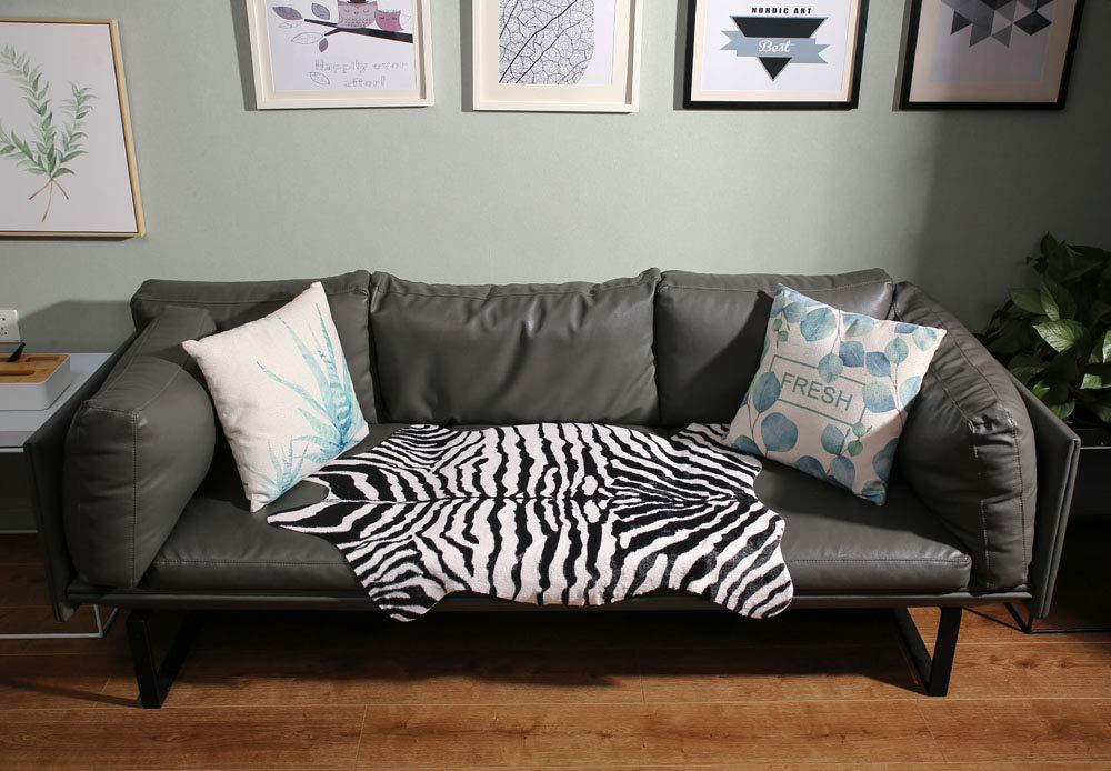 MustMat Cute Faux Zebra Print Throw Rug Perfect for Office/Kids Room/Under Tables/Smaller Area 3.6x2.3 Feet