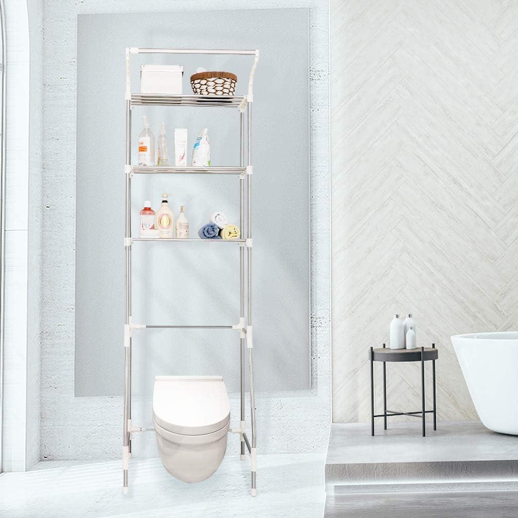 Adjustable White 3-Tier Over-the-Toilet Storage Rack