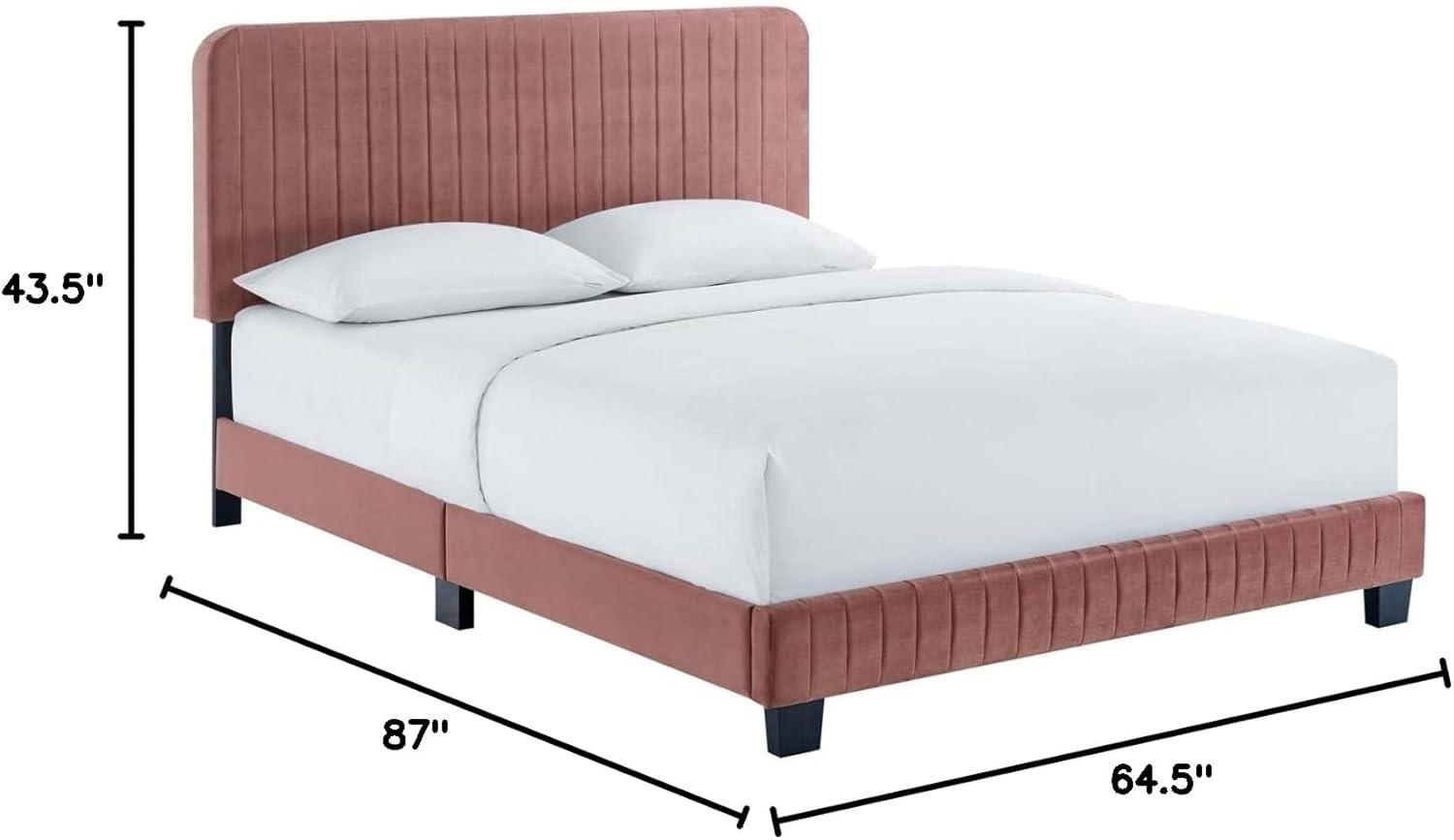 Modway Celine Channel Tufted Performance Velvet Queen Platform Bed in Dusty Rose