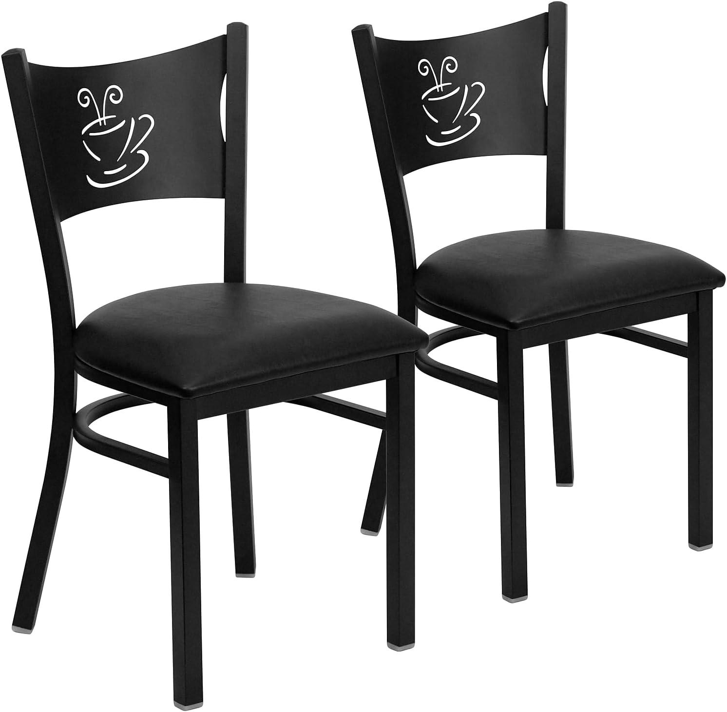 Black Metal Coffee Back Upholstered Dining Side Chair Set