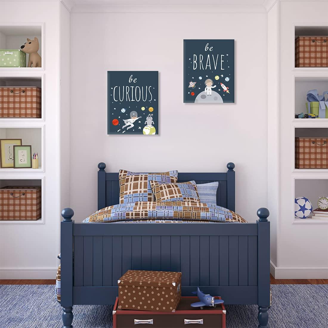 CHDITB Unframed Outer Space Room Decor, Inspirational Space Art Print, Set of 4（8" x10" ） Space Wall Art for Boy Room Decorations, Kids Picture Planets Canvas Posters for Kids Bedroom Nursery Decor