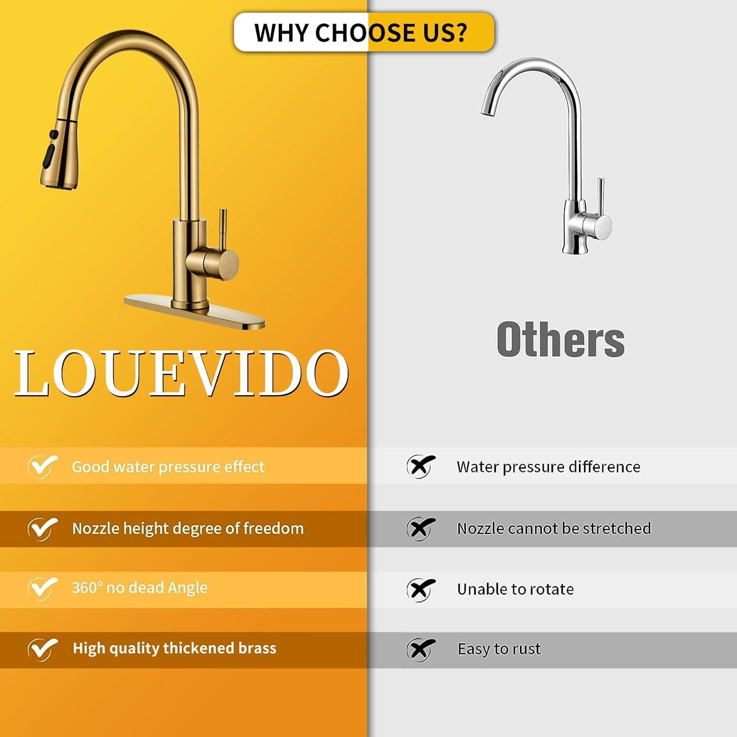 GAGALIFE Single Handle Pull Down Sprayer Kitchen Faucet High Arc Stainless Steel Faucet with 3-Function Sprayer JJL-CL-PT-SDP-C