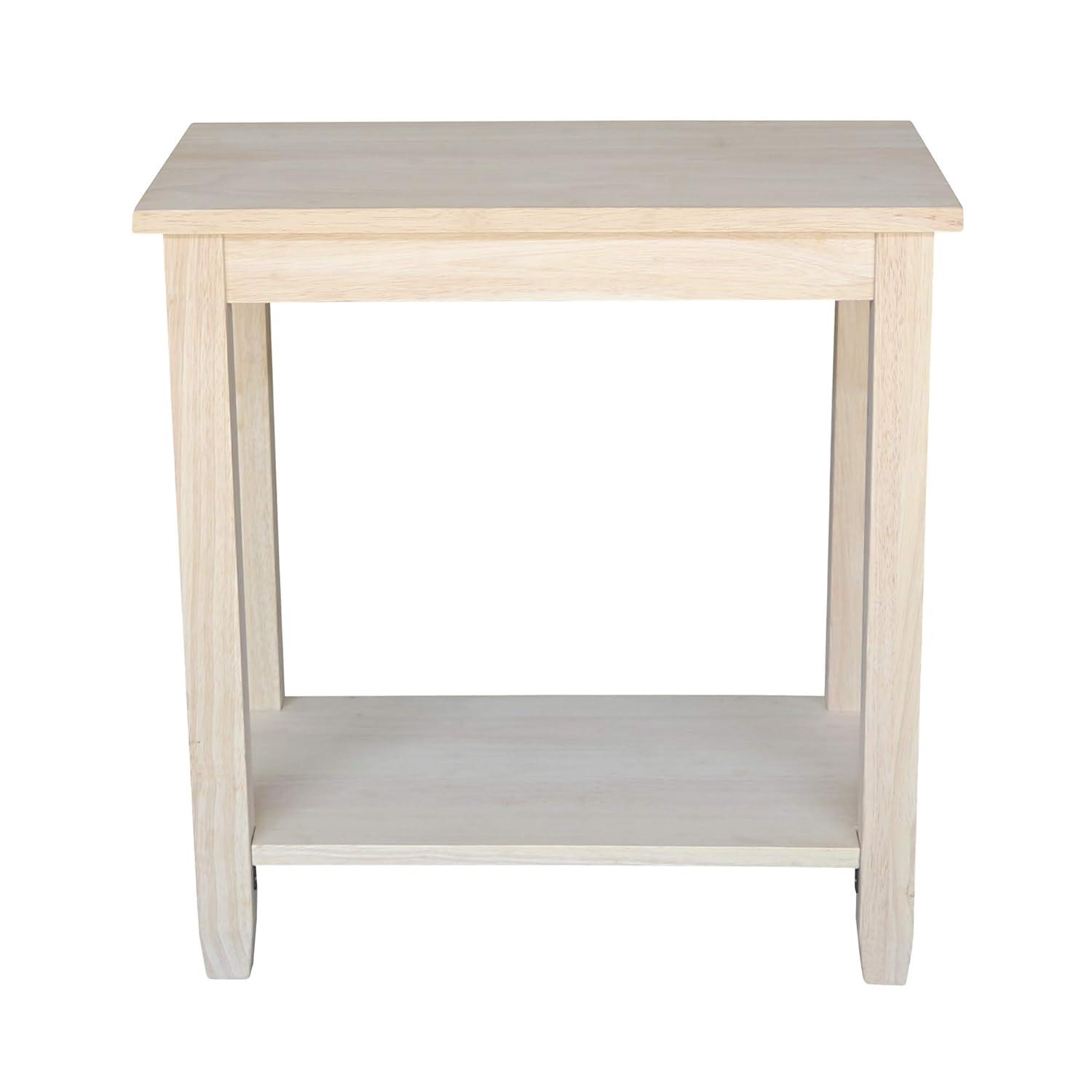 Solano Accent Table - International Concepts: Durable Parawood, Rectangle, Shelf Storage