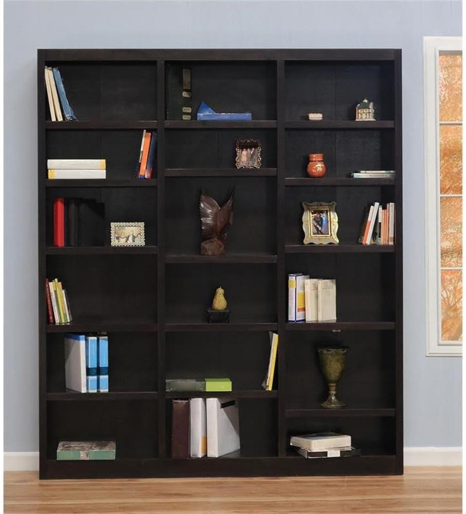 Aliette Triple Wide Wood Bookcase, 18 Shelf, 84 inch Tall