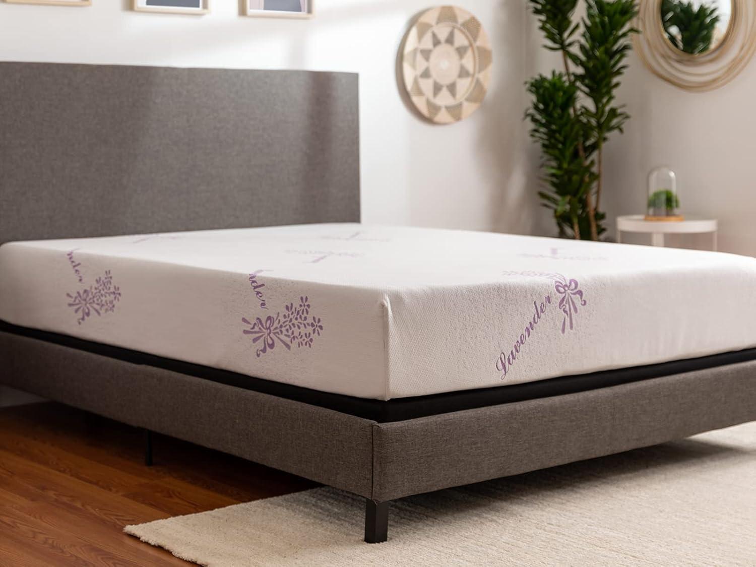 King 10-Inch Lavender Memory Foam Mattress with Soft-Knit Cover