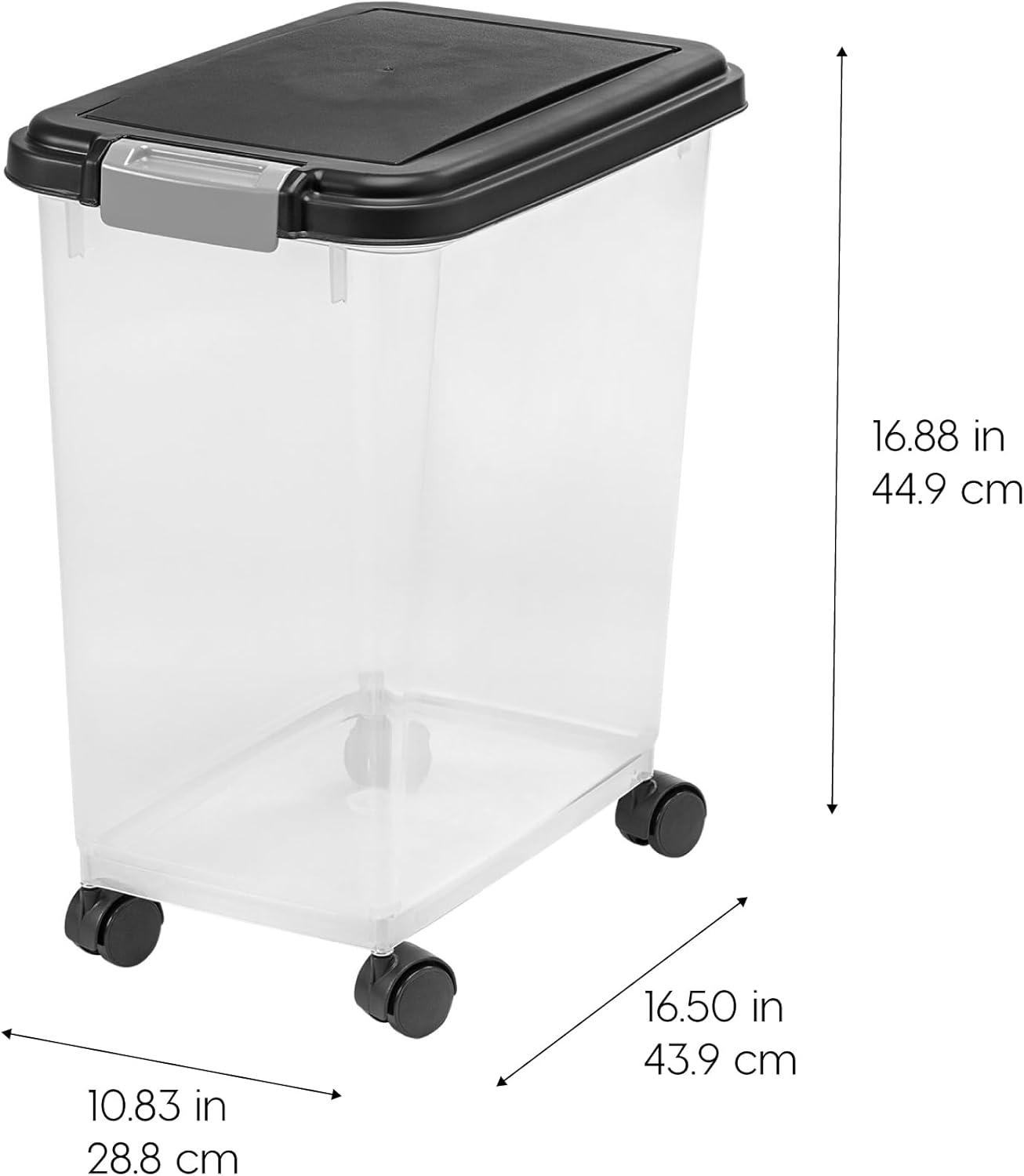 IRIS 30 lbs Airtight Plastic Pet Food Storage Container with Wheels