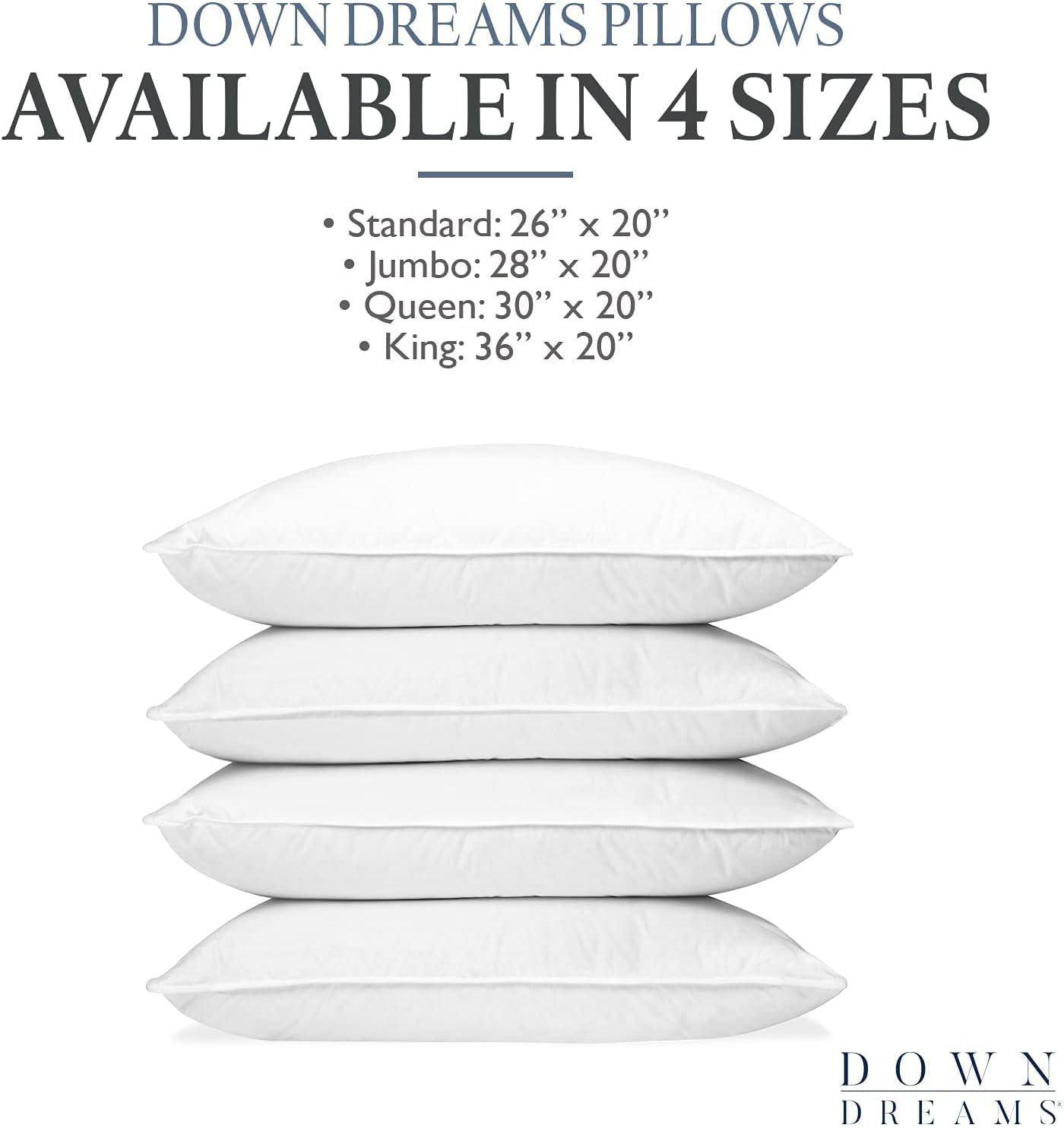 Queen Medium Support White Down Feather Bed Pillow Set