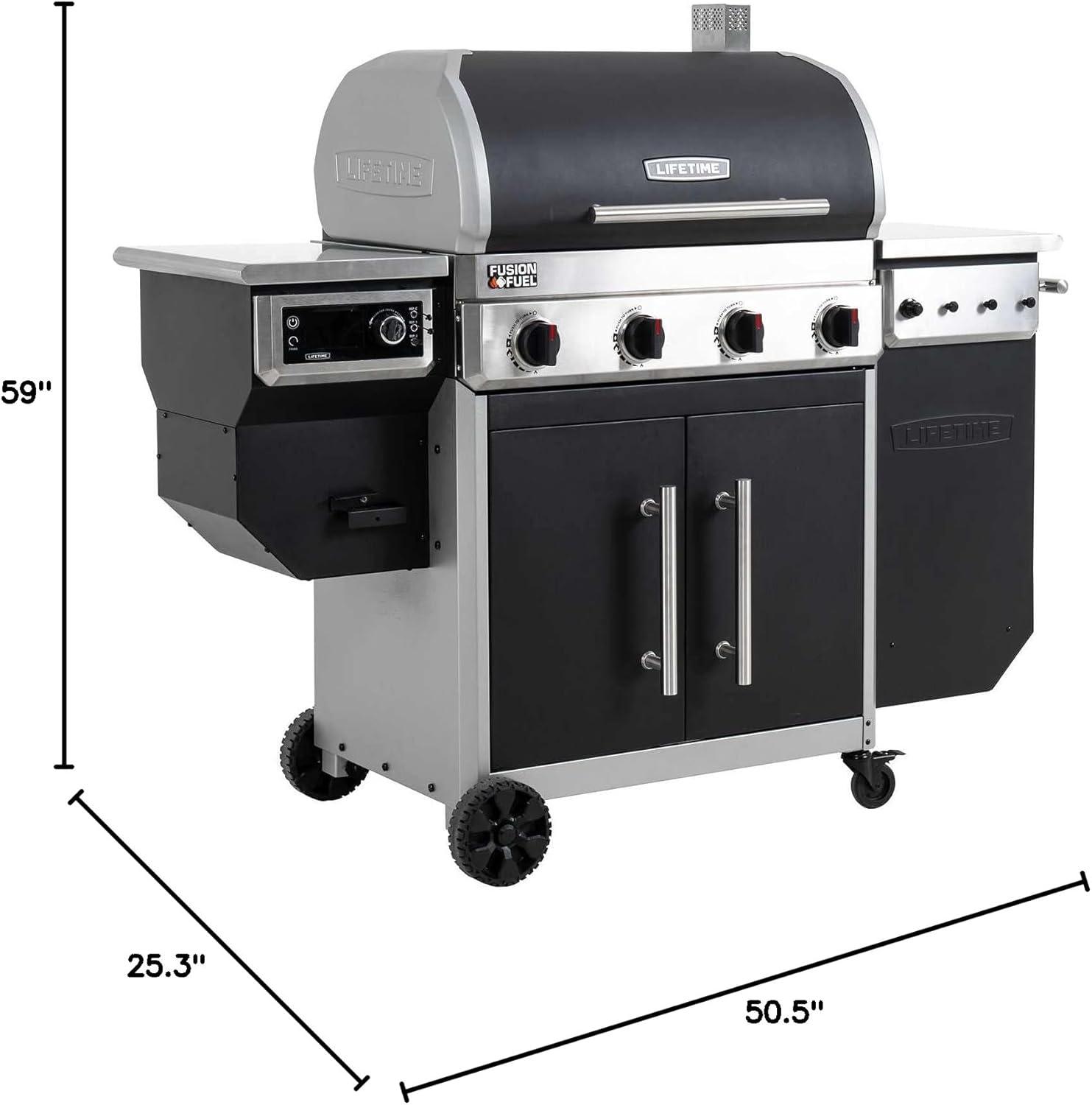 Lifetime 4 Burner Gas Grill and Wood Pellet Smoker Combo, Wifi and Bluetooth Control Technology