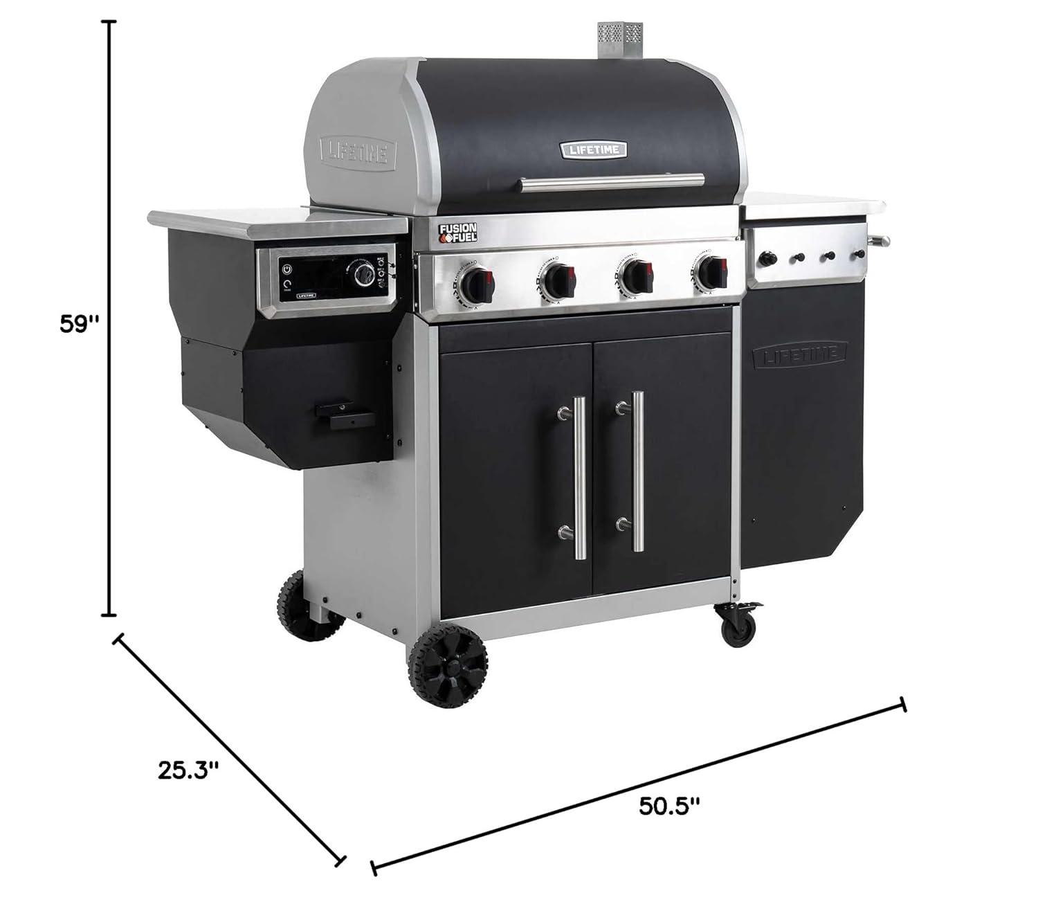 Lifetime 4 Burner Gas Grill and Wood Pellet Smoker Combo, Wifi and Bluetooth Control Technology