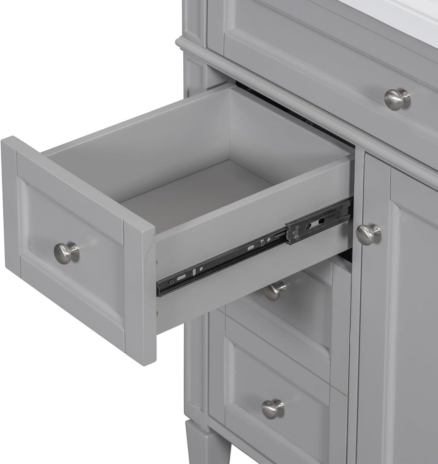 Linique 30" Bathroom Vanity with Sink Combo Set, Solid Wood Frame Modern Bathroom Storage Cabinet with 2 Drawers and a Tip-Out Drawer, Soft Closing Cabinet Door with Organizer, Grey