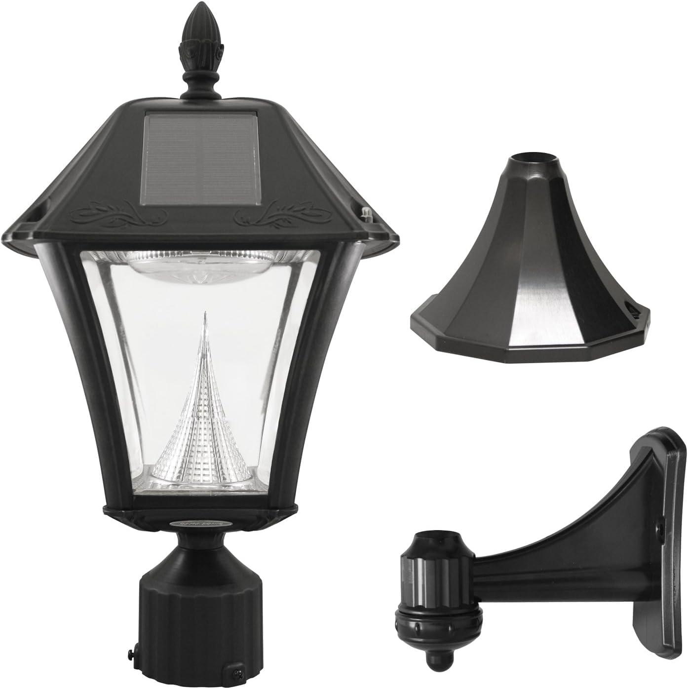 Gama Sonic Baytown II Solar Light in Bright White- Wall/Pier/ 3 Inch Fitter Mounts - Black Finish