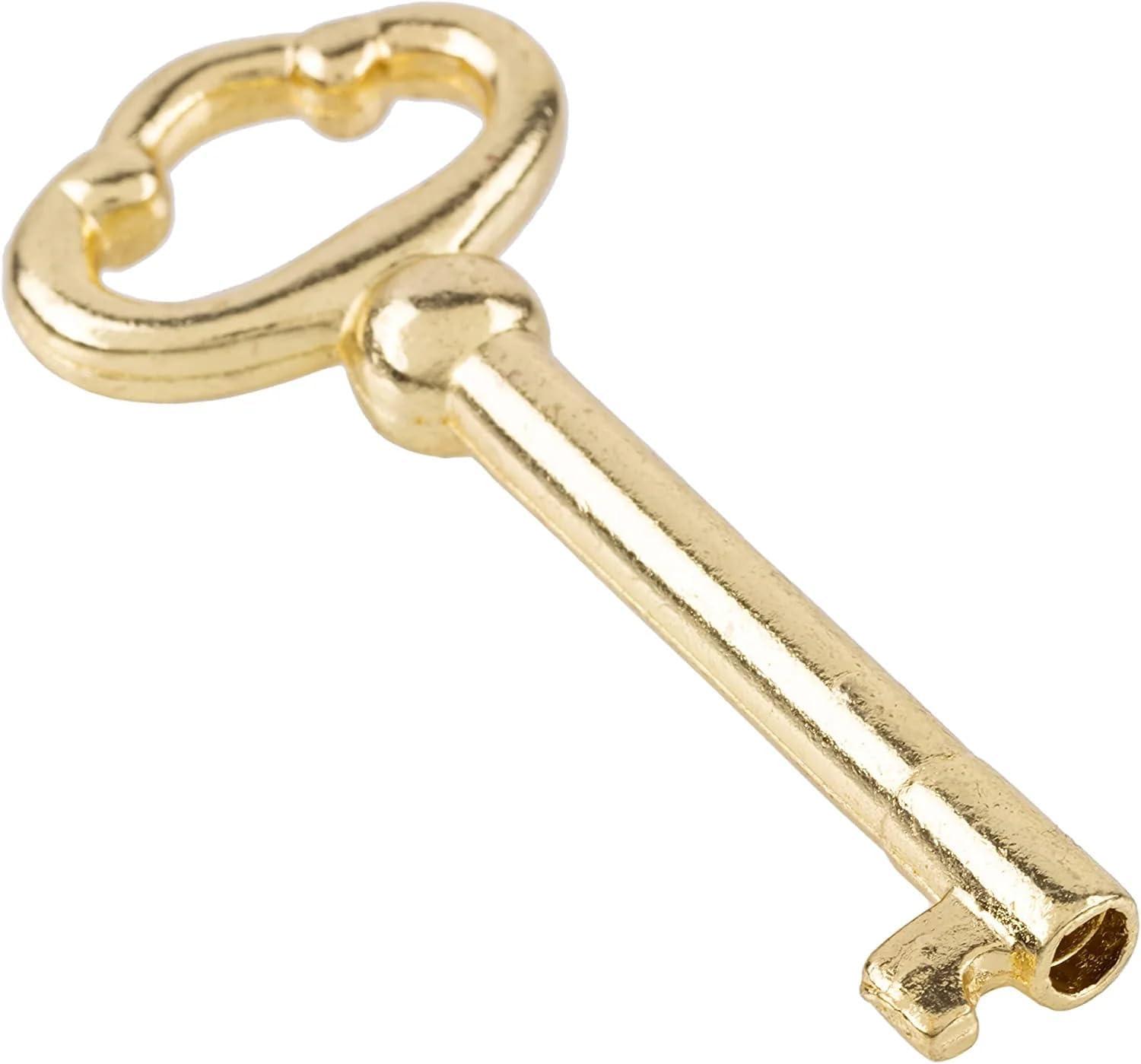 Brass Plated Hollow Barrel Skeleton Key for Antique Furniture