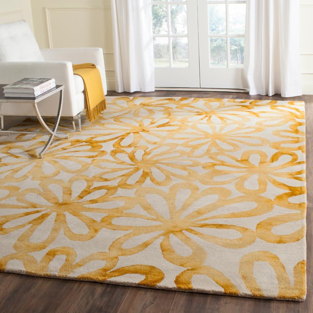 Beige and Gold 9' x 12' Handmade Wool Tufted Area Rug