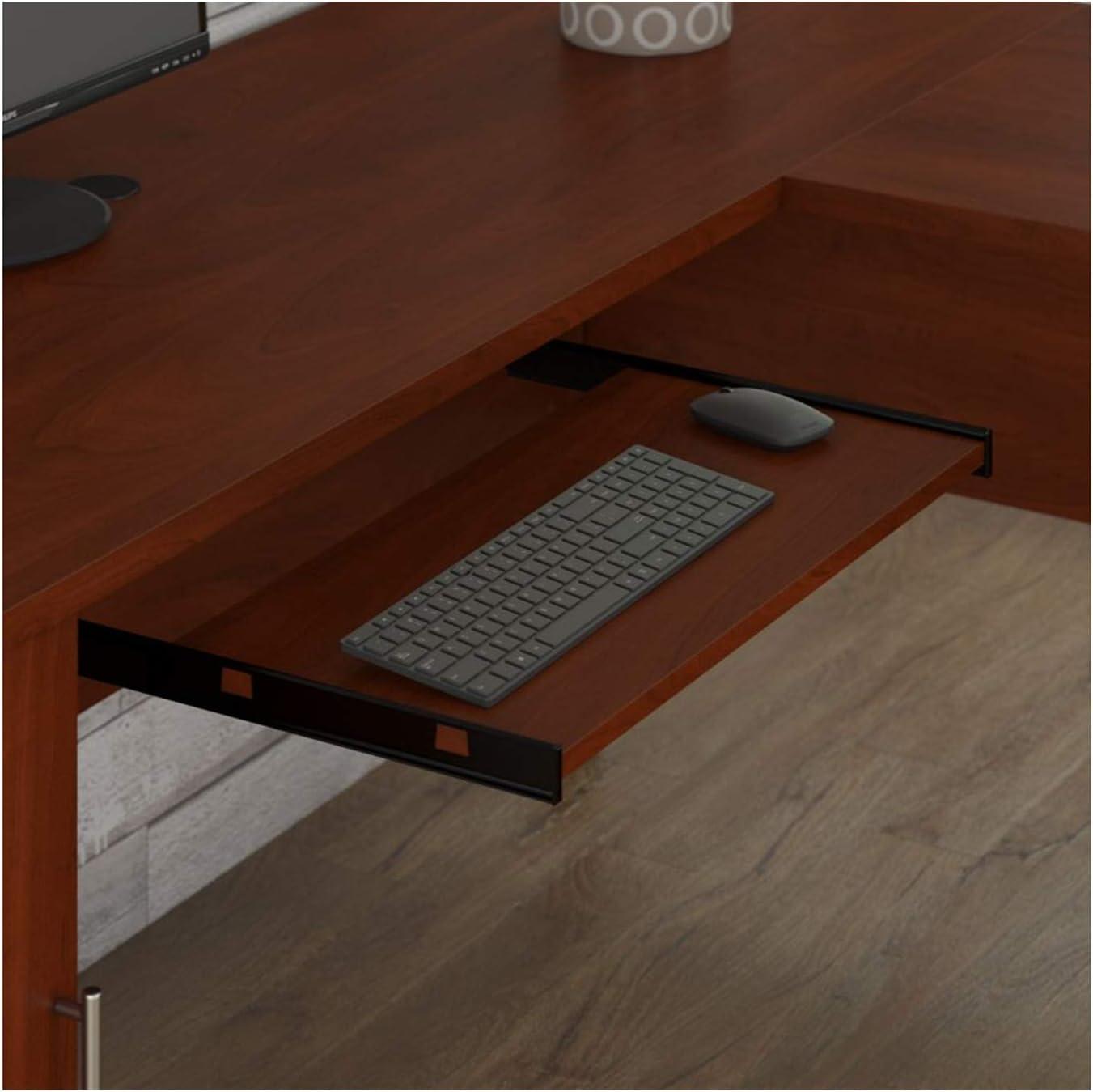 Bush Furniture Somerset 60" L Shaped Desk with Storage, Sand Oak