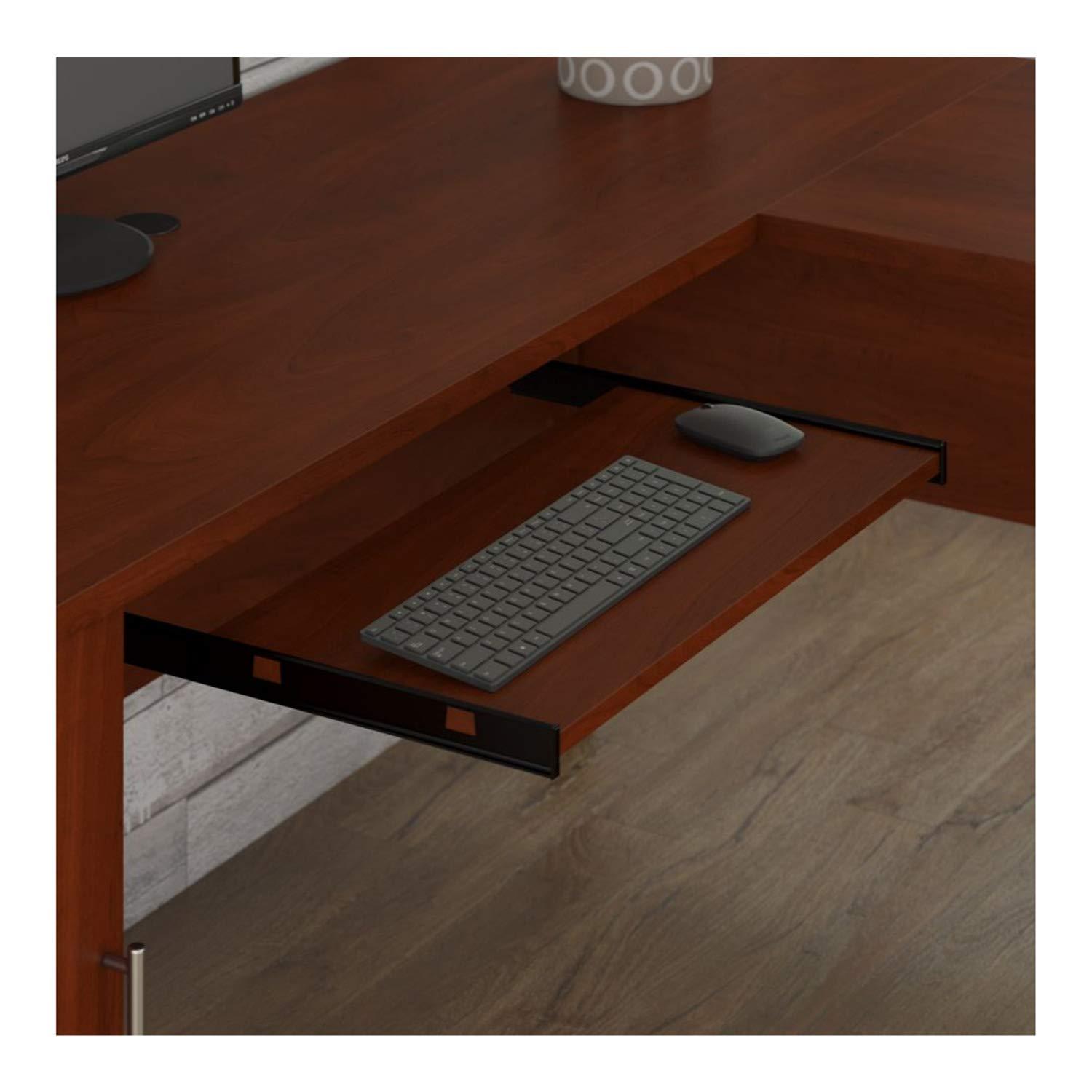 Bush Furniture Somerset 60 in L Desk with Keyboard Tray, File Drawer, Box Drawer and Storage Cabinet in Ash Gray (Ships in 2 Boxes)