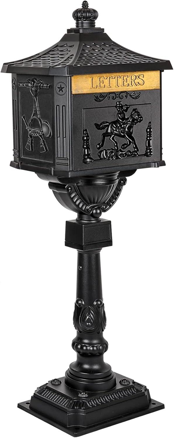 Polar Aurora Mailbox Cast Aluminum Black Mail Box Postal Box Security Heavy Duty New