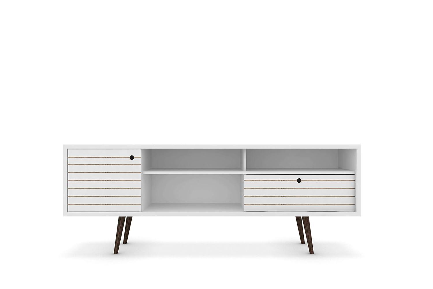 Liberty 3 Shelf and 1 Drawer TV Stand for TVs up to 65" White - Manhattan Comfort: Media Console with Cable Management