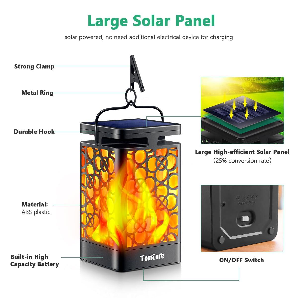 BEACHWATER POOL & SPA, LLC Solar Lights Outdoor Flickering Flame Solar Lantern Outdoor Hanging Lanterns Decorative Outdoor Lighting Solar Powered Waterproof LED Flame Christmas Lights For Patio Garden