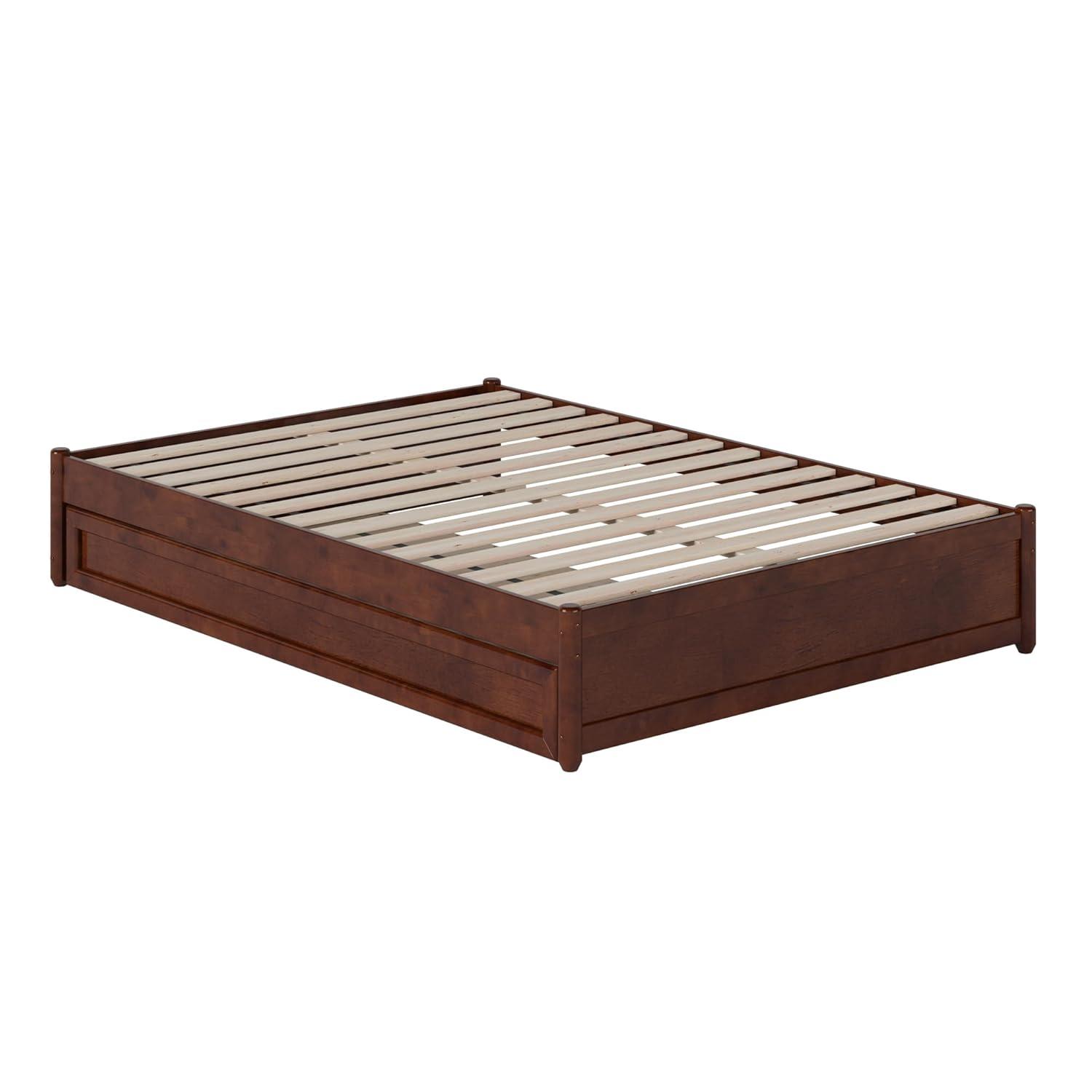 AFI Furnishings Full Panel Platform Bed with Twin Trundle in Walnut