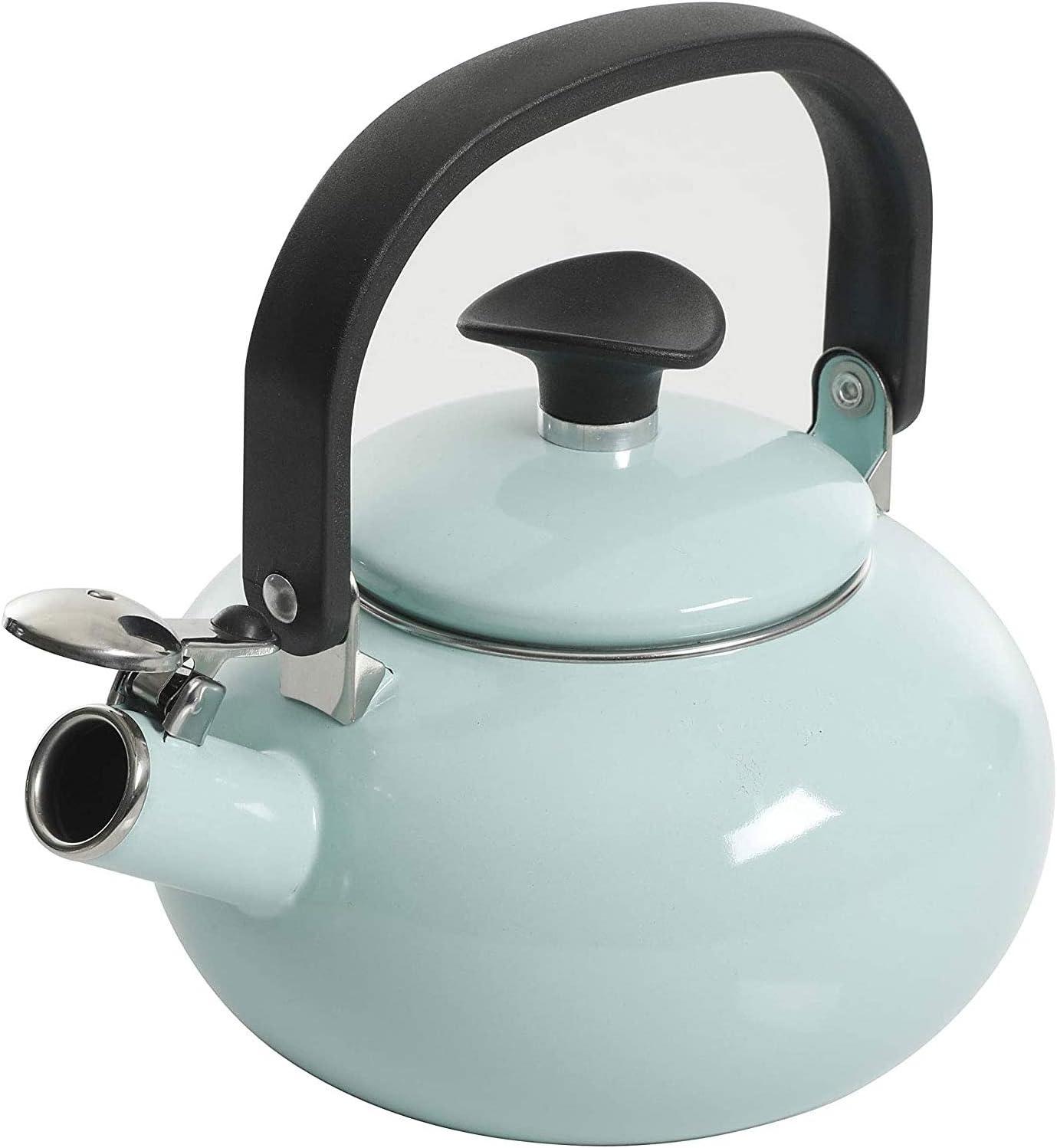 Kenmore 1.5 Qt Broadway Steel Whistling Stove Top Tea Pot Kettle, Glacier Blue