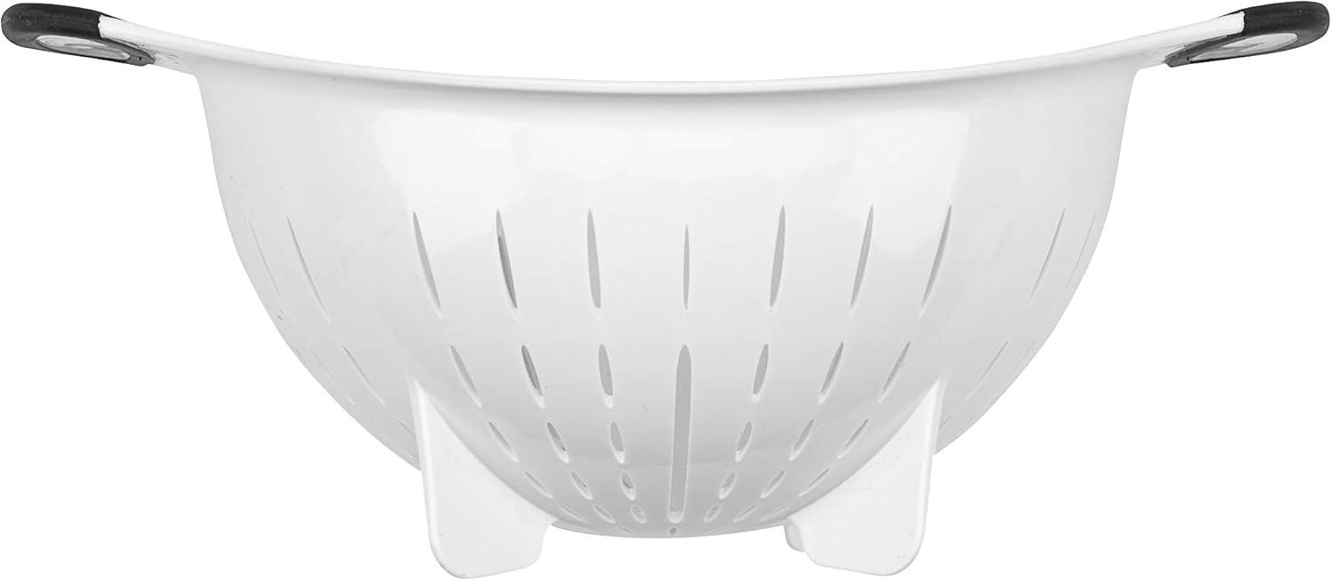 White Plastic Colander with No-Slip Handles