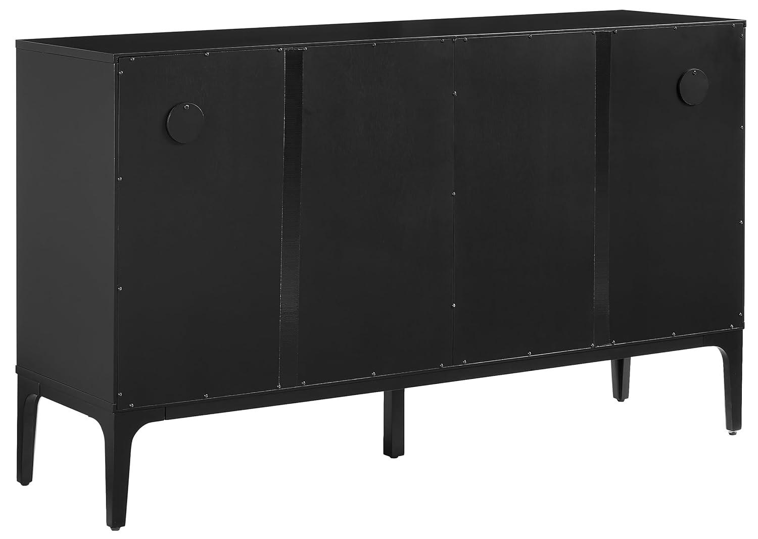 Crosley Furniture Asher Modern Particle Board Wood Sideboard in Matte Black