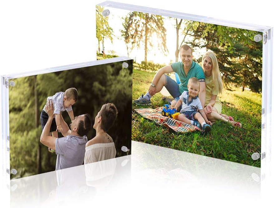 Clear Acrylic Magnetic 5x7 Tabletop Photo Frames Set