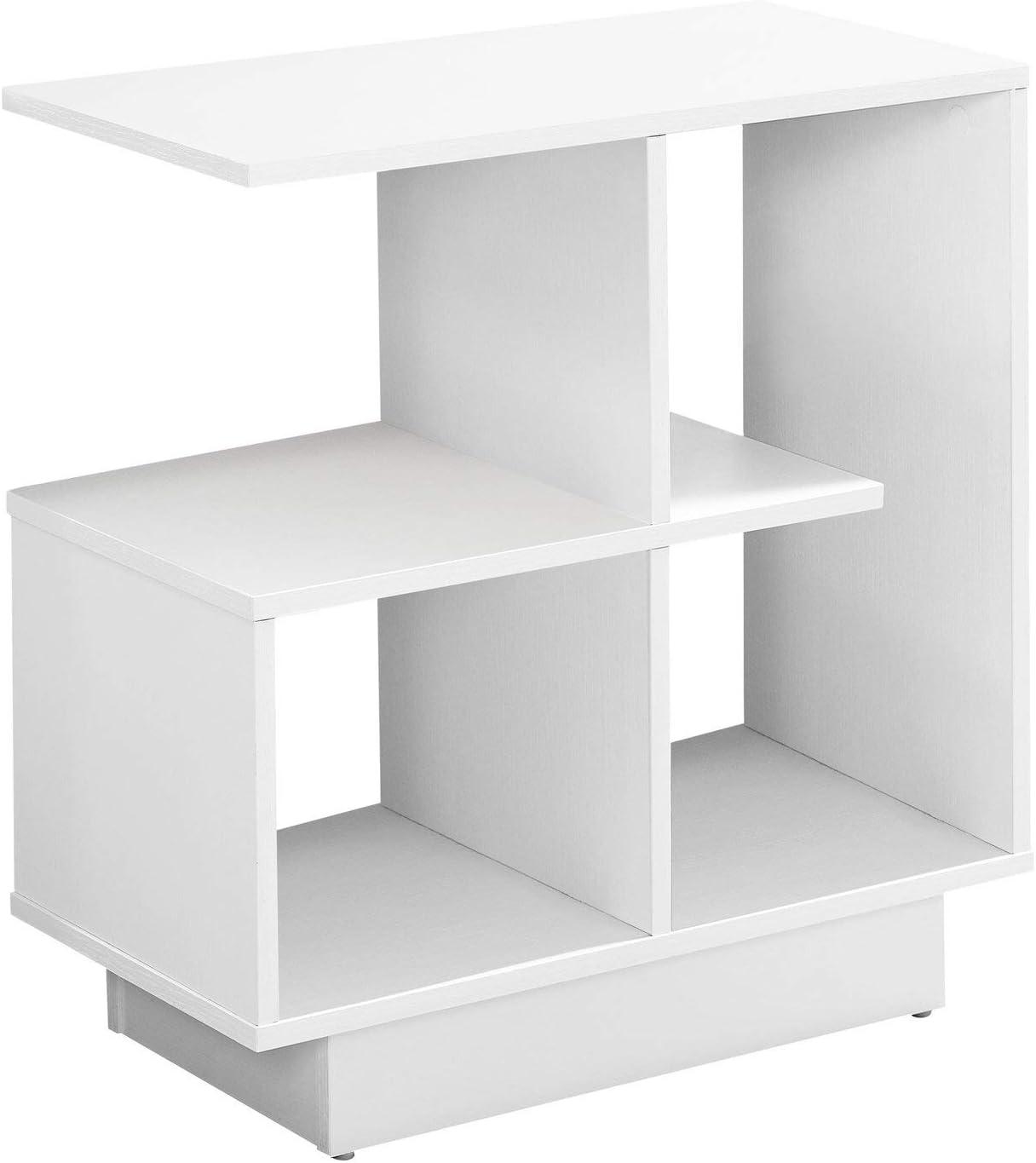 Contemporary White Rectangular Side Table with Storage Shelves