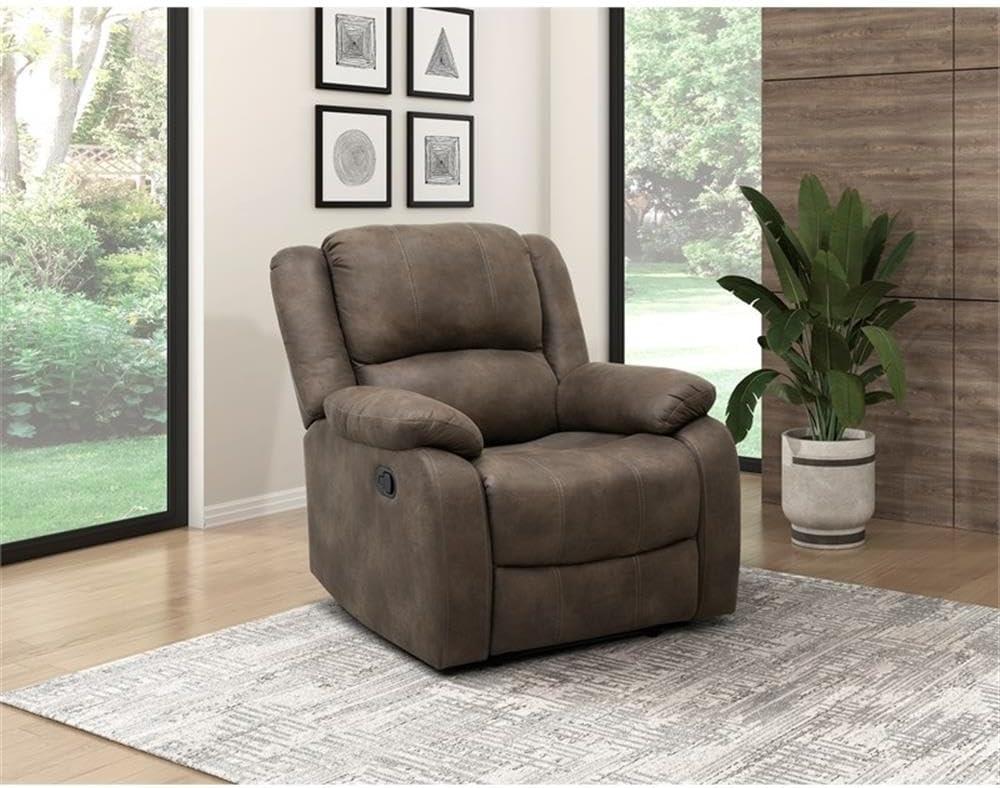 Lexicon Fairview Polished Microfiber Upholstered Manual Recliner in Brown