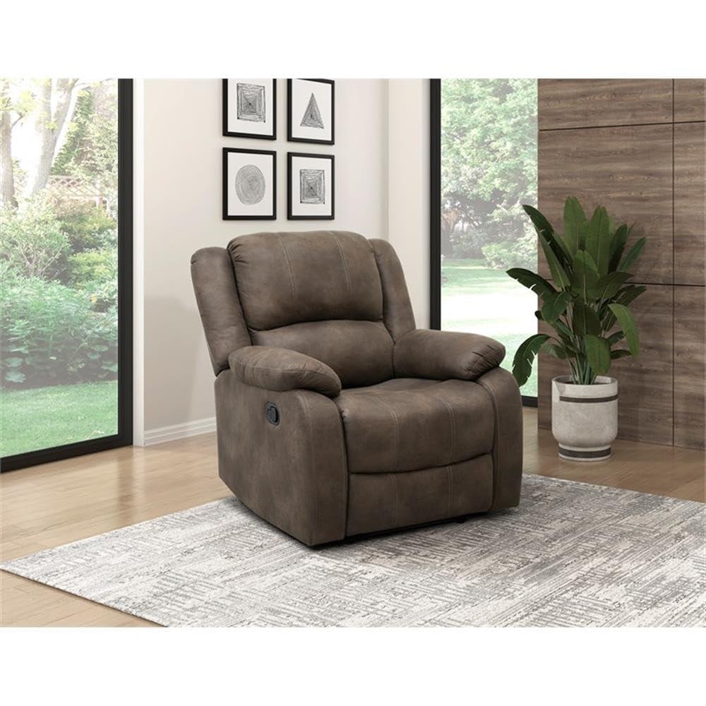 Lexicon Fairview Polished Microfiber Upholstered Manual Recliner in Brown
