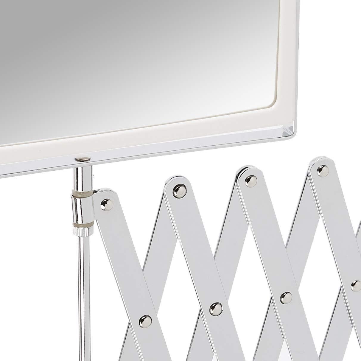 Jerdon 8.3-inch x 6.5-inch Two-Sided Wall Mount Hindsight Mirror with 5X-1X Magnification & 30-inch Wall Extension,White/Chrome Finish - Model J2020C