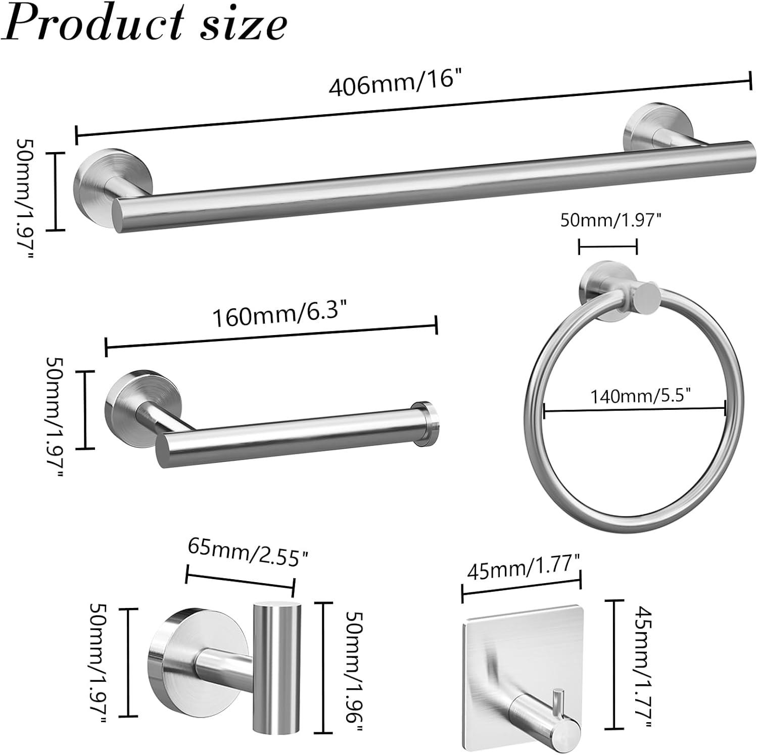 Brushed Nickel Stainless Steel 14-Piece Bathroom Hardware Set