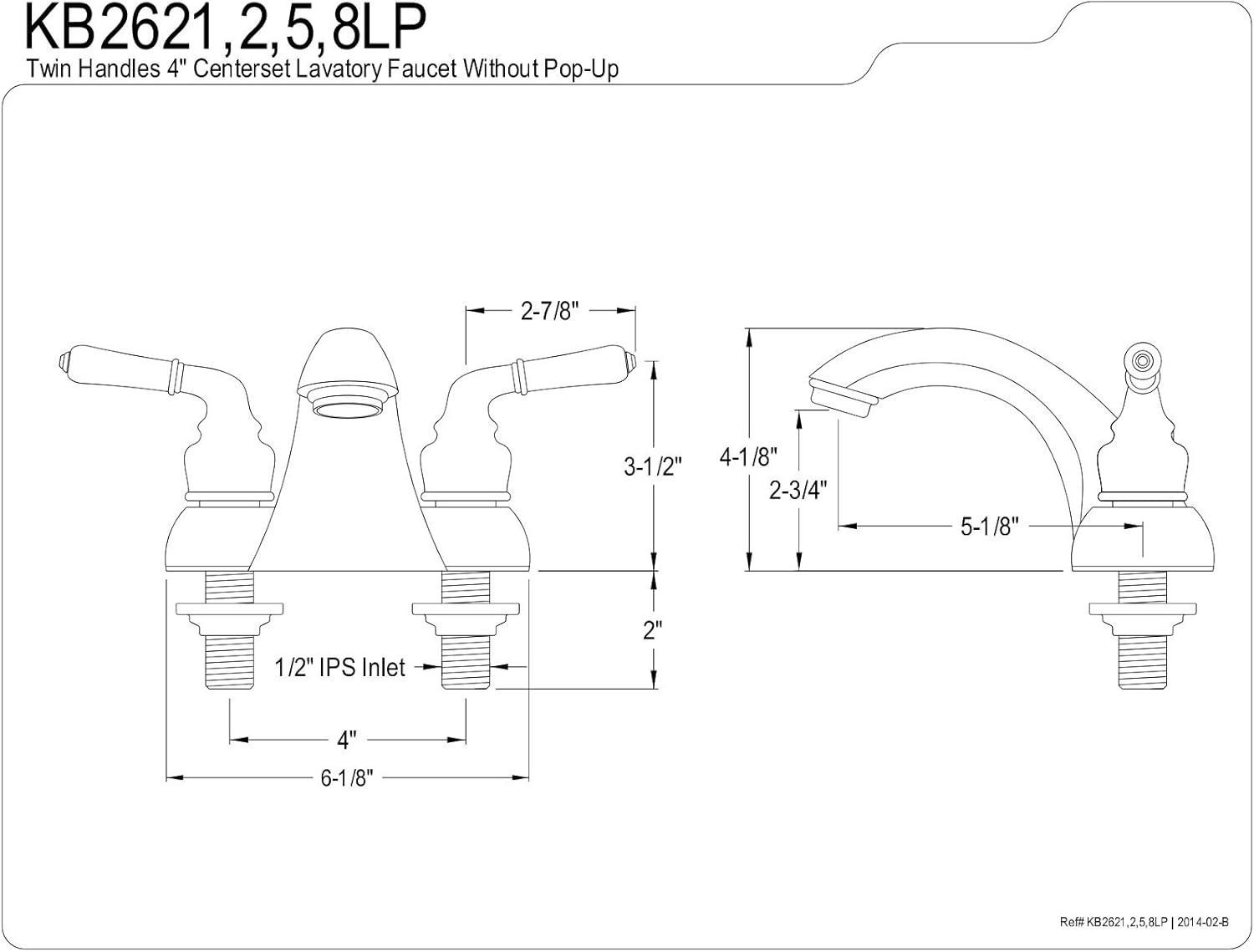 Kingston Brass Naples Two-Handle 3-Hole Deck Mount 4" Centerset Bathroom Faucet