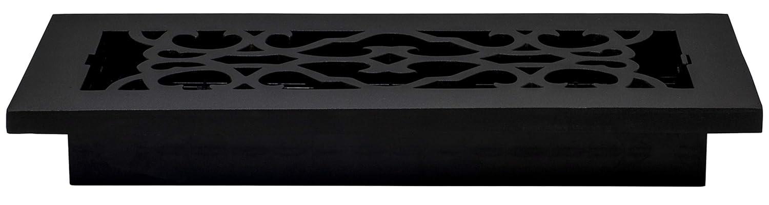 Decor Grates AC410-BLK Victorian Floor Register, 4 x 10, Cast Iron Black