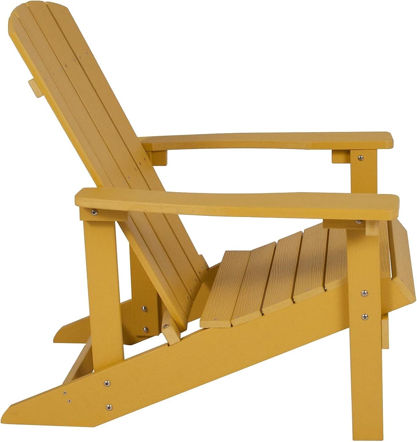 Flash Furniture Set of 4 Charlestown All-Weather Poly Resin Wood Adirondack Chairs in Yellow